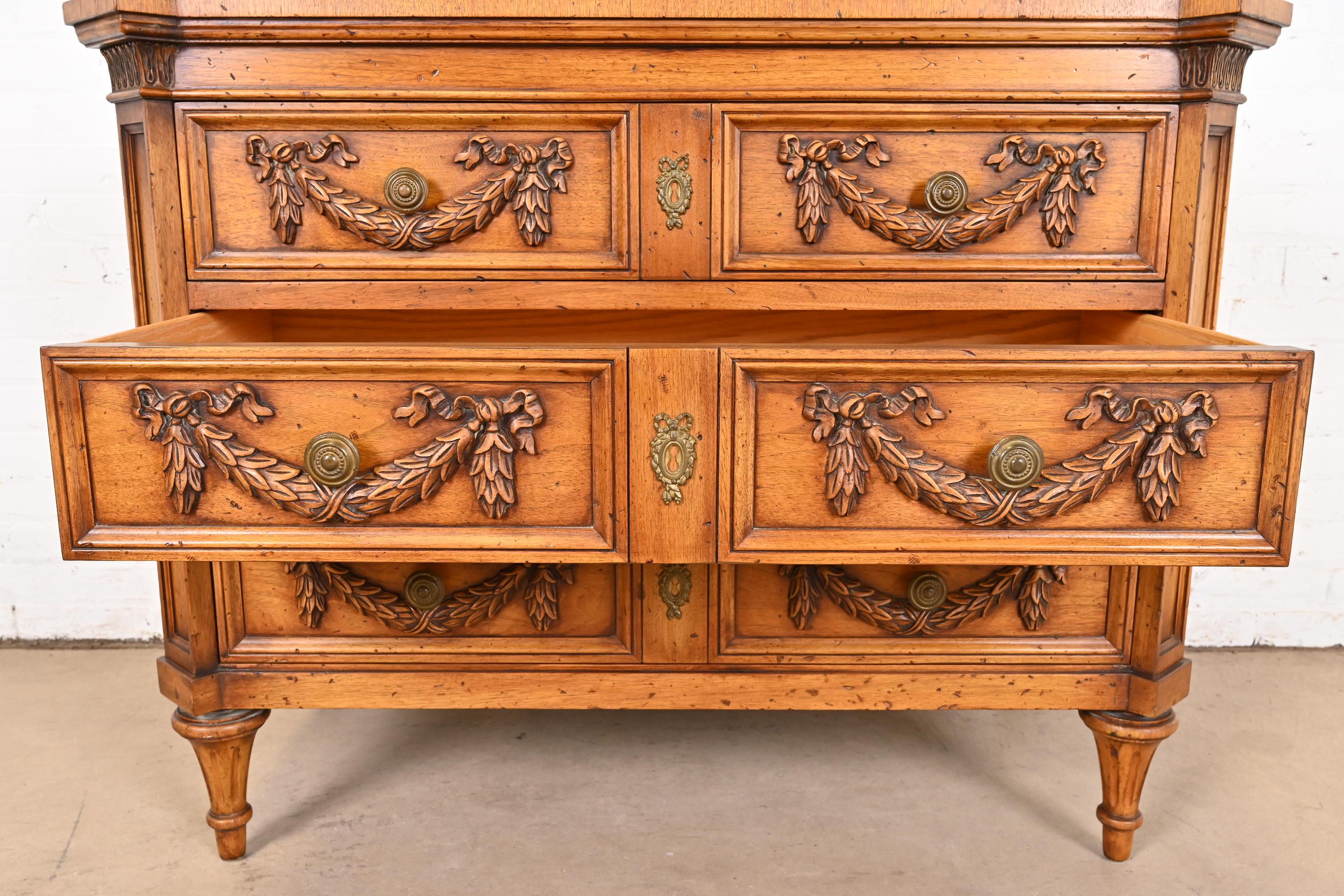 Karges French Regency Louis XVI Burled Walnut Dresser or Chest of Drawers For Sale 6