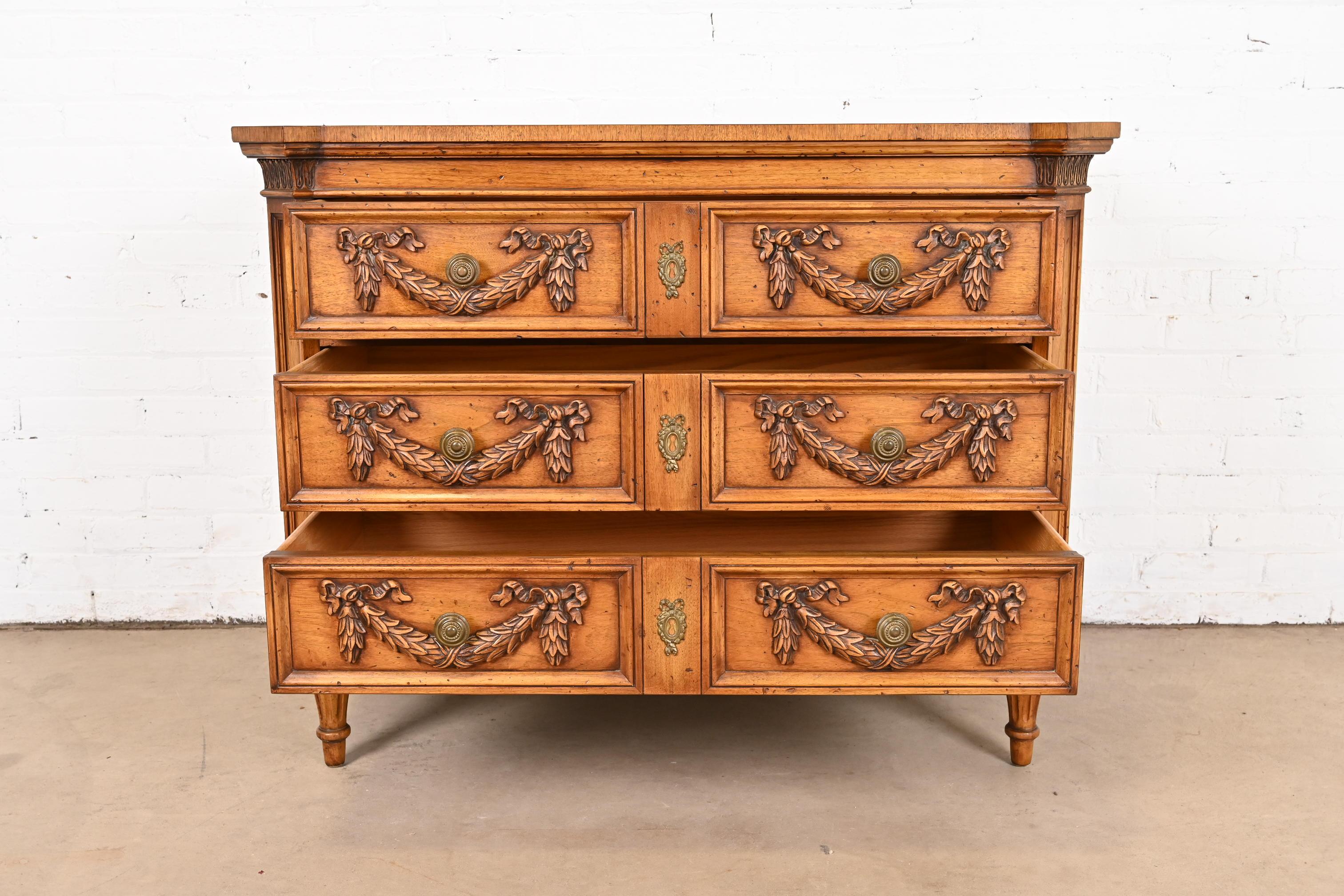 Karges French Regency Louis XVI Burled Walnut Dresser or Chest of Drawers For Sale 3