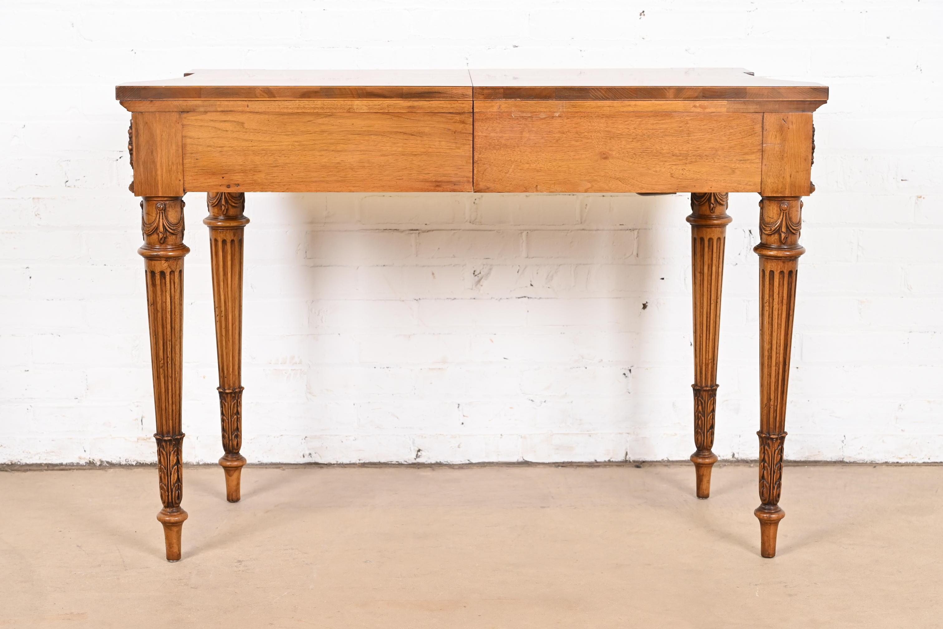 Karges French Regency Louis XVI Burled Walnut Extension Console Table or Server 6