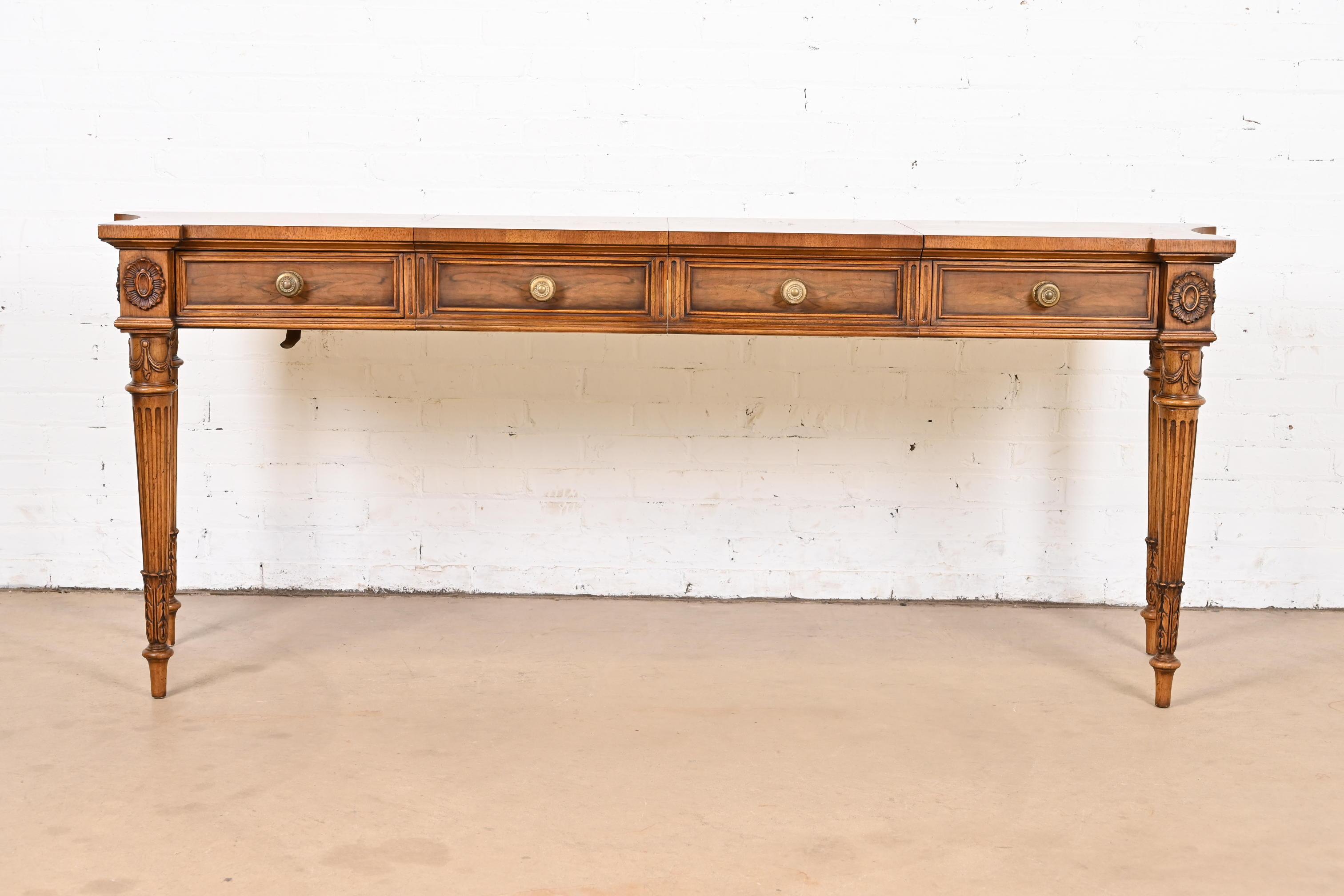 Mid-20th Century Karges French Regency Louis XVI Burled Walnut Extension Console Table or Server
