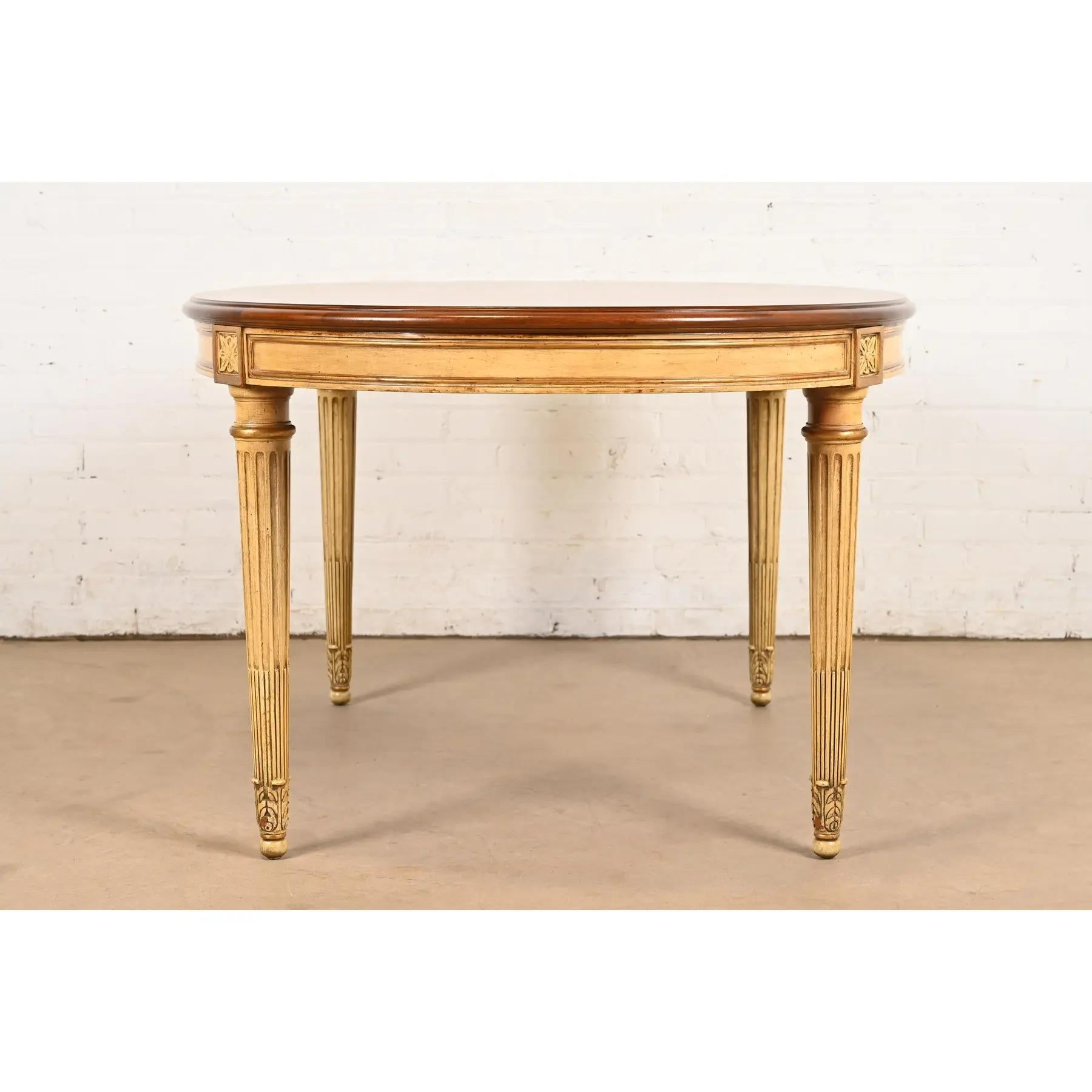 Karges French Regency Louis XVI Burled Walnut Extension Dining Table, Refinished For Sale 9