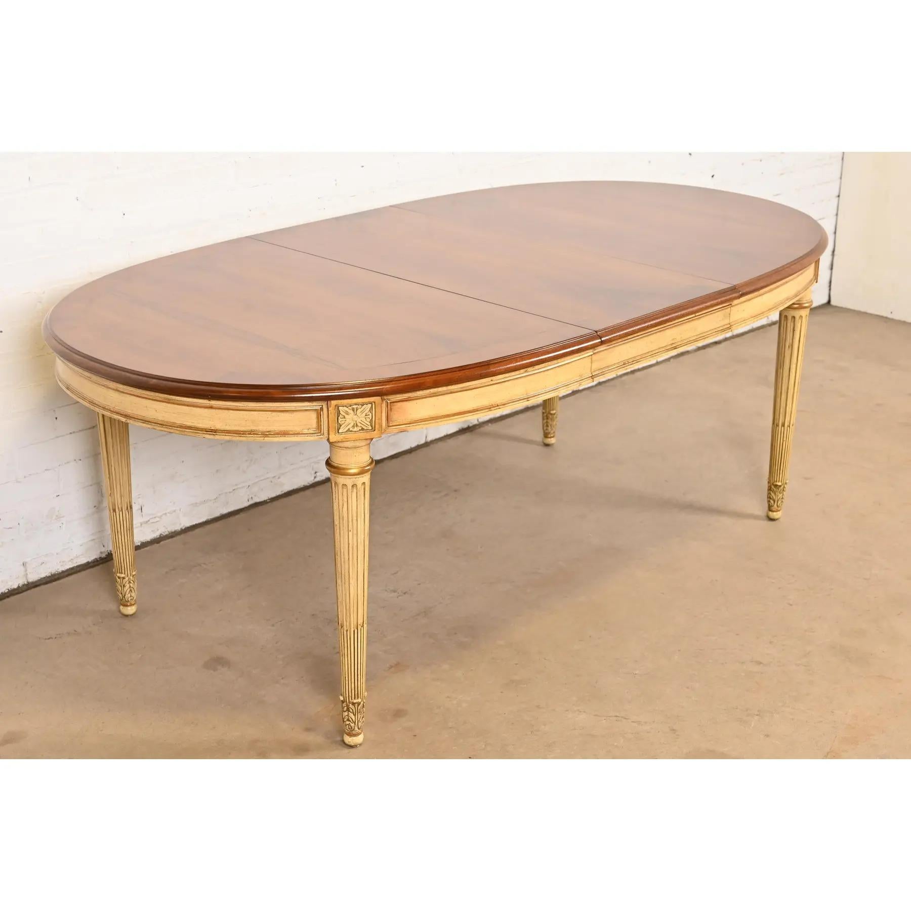 Mid-20th Century Karges French Regency Louis XVI Burled Walnut Extension Dining Table, Refinished For Sale