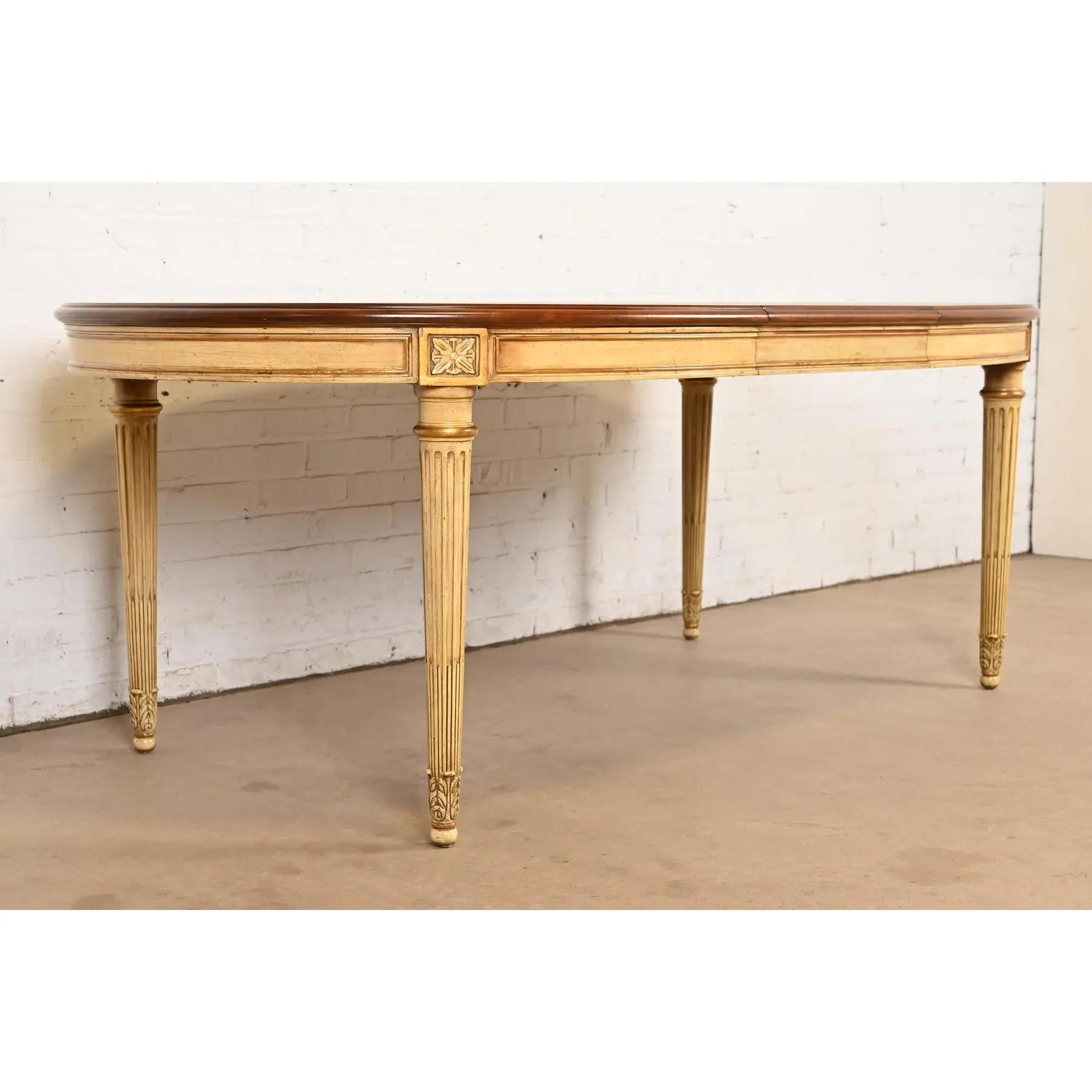 Karges French Regency Louis XVI Burled Walnut Extension Dining Table, Refinished For Sale 1