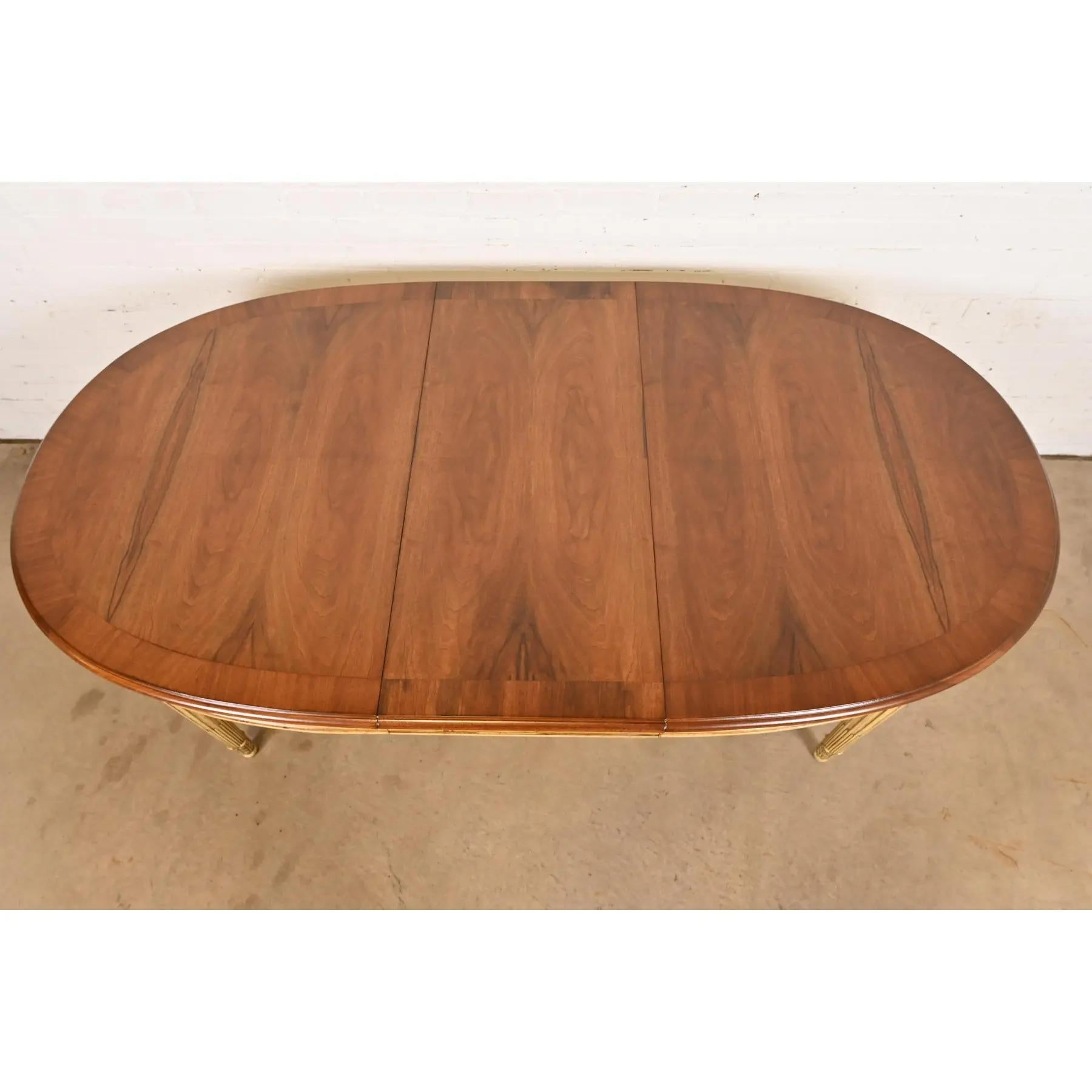 Karges French Regency Louis XVI Burled Walnut Extension Dining Table, Refinished For Sale 2
