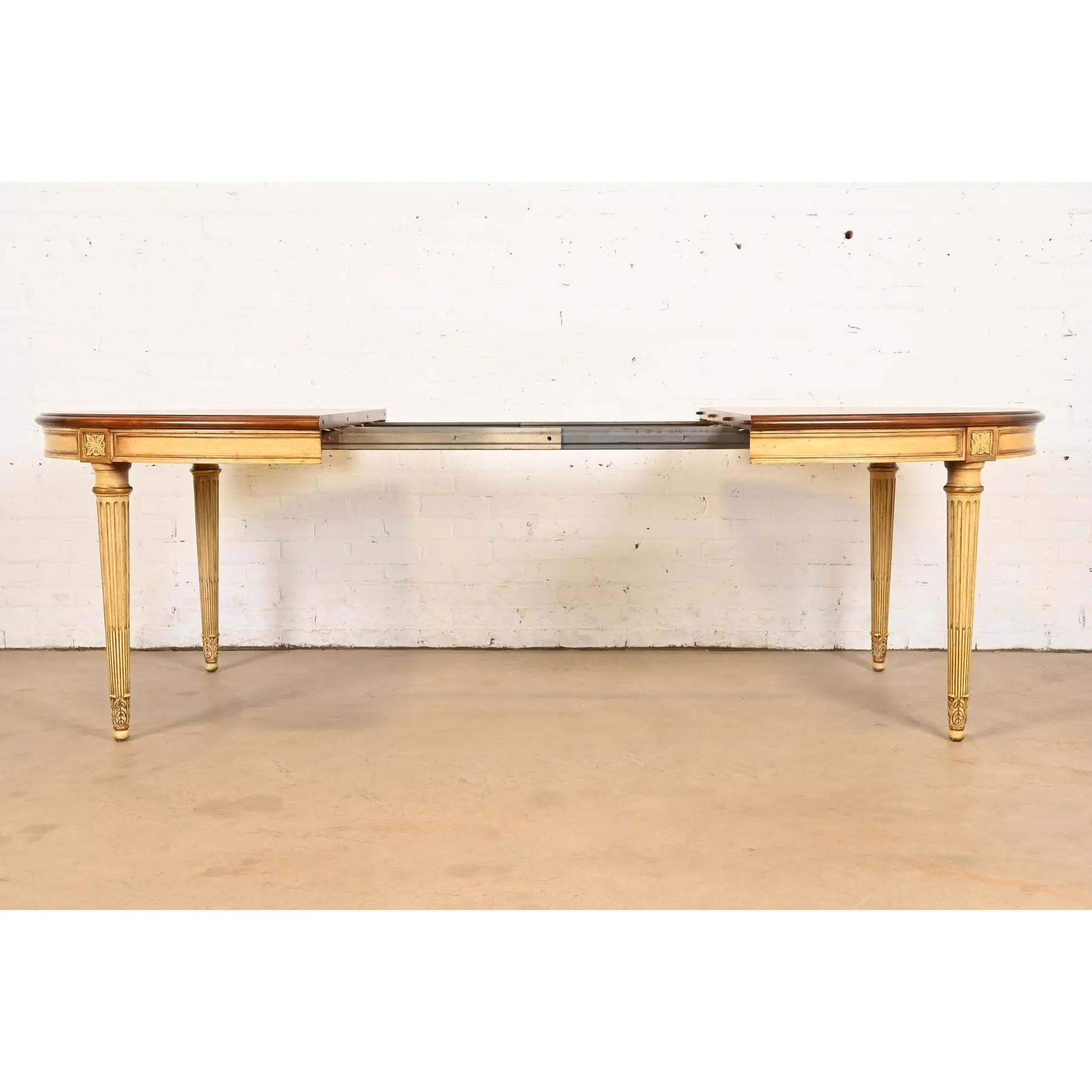 Karges French Regency Louis XVI Burled Walnut Extension Dining Table, Refinished For Sale 3