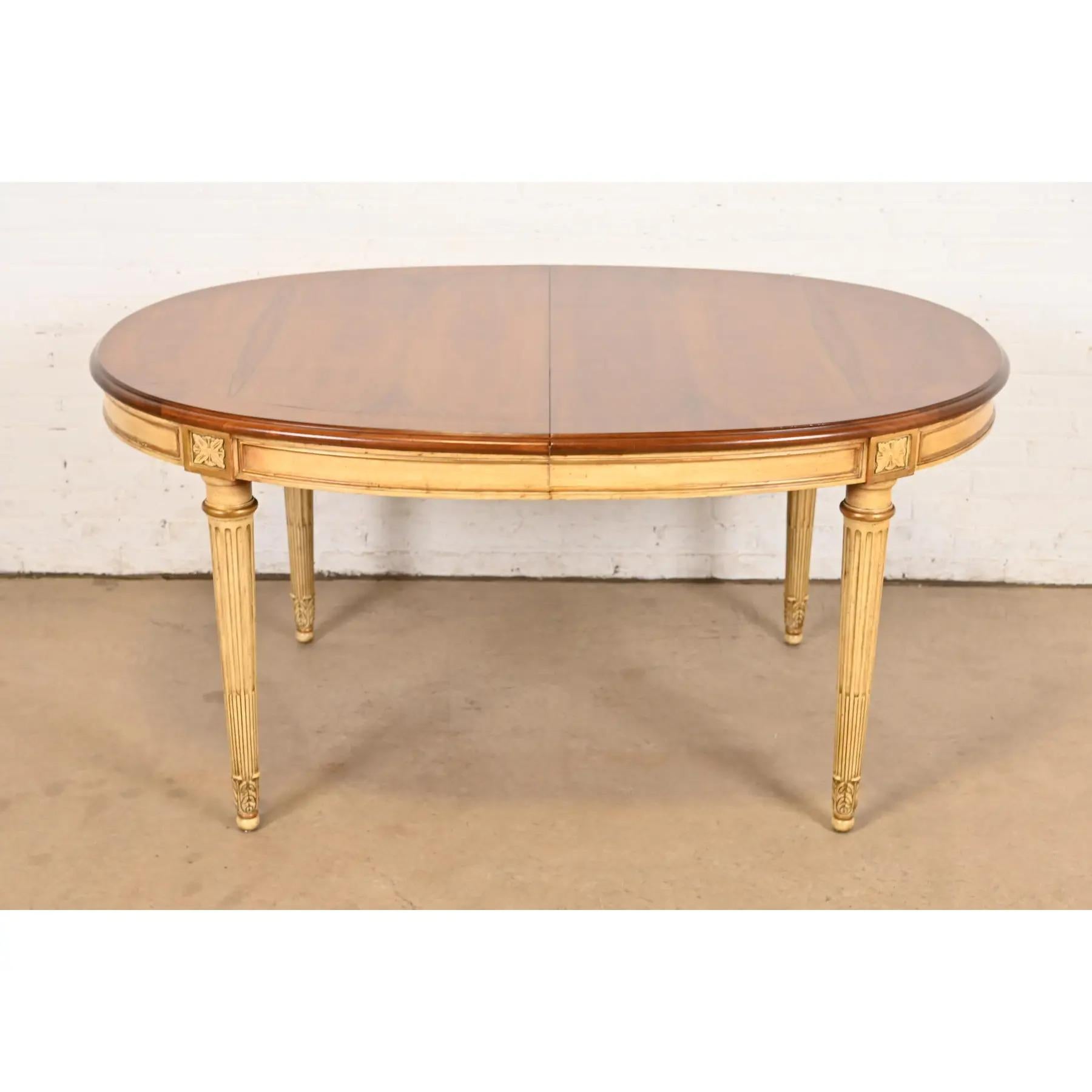 Karges French Regency Louis XVI Burled Walnut Extension Dining Table, Refinished For Sale 4