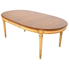Karges French Regency Louis XVI Burled Walnut Extension Dining Table, Refinished