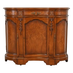 Karges French Regency Louis XVI Carved Burled Walnut Sideboard or Bar Cabinet