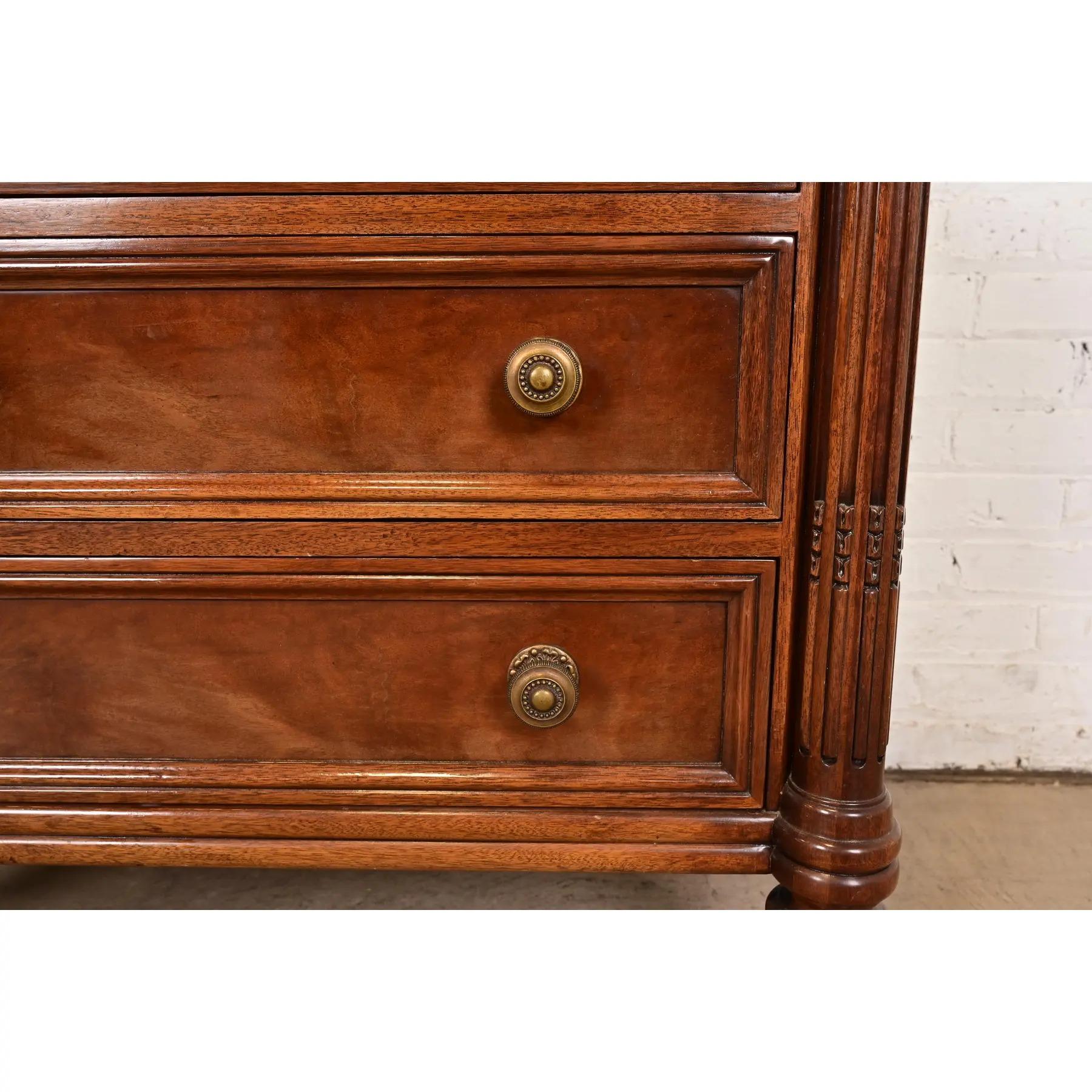 Karges French Regency Louis XVI Carved Mahogany Chest of Drawers For Sale 4