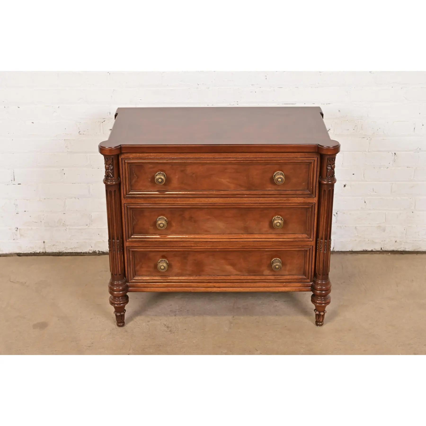 American Karges French Regency Louis XVI Carved Mahogany Chest of Drawers For Sale