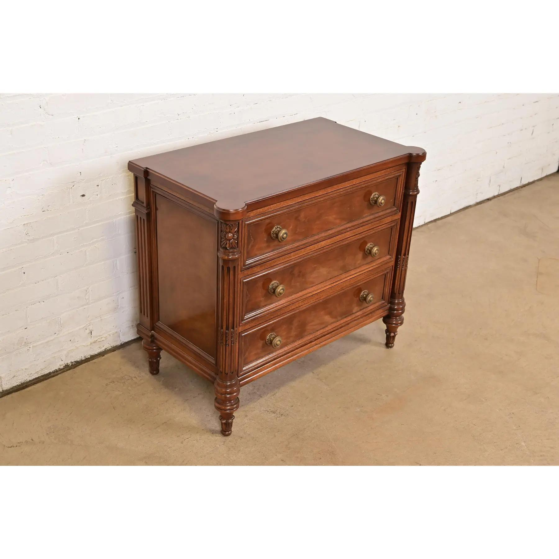 Late 20th Century Karges French Regency Louis XVI Carved Mahogany Chest of Drawers For Sale