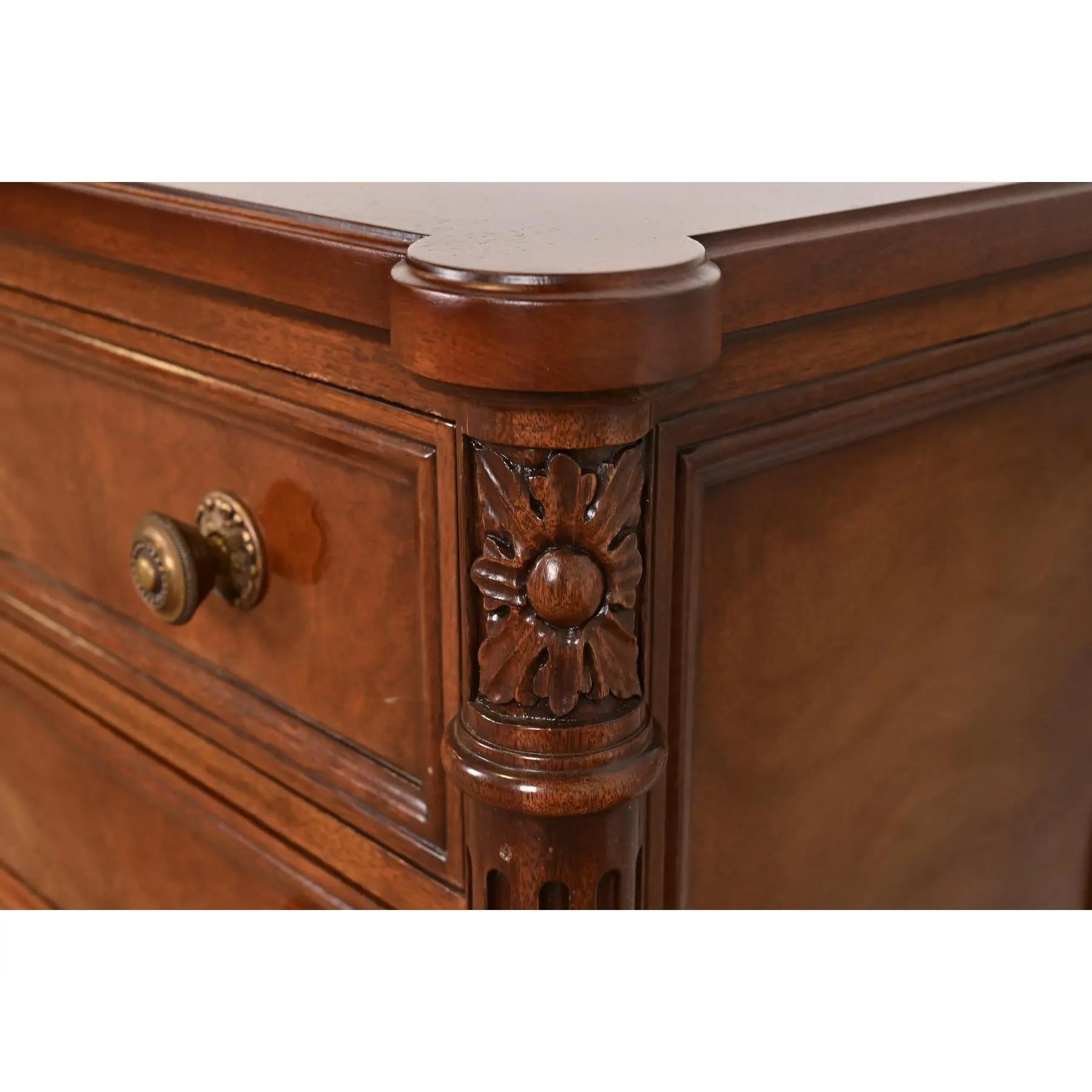 Karges French Regency Louis XVI Carved Mahogany Chest of Drawers For Sale 3