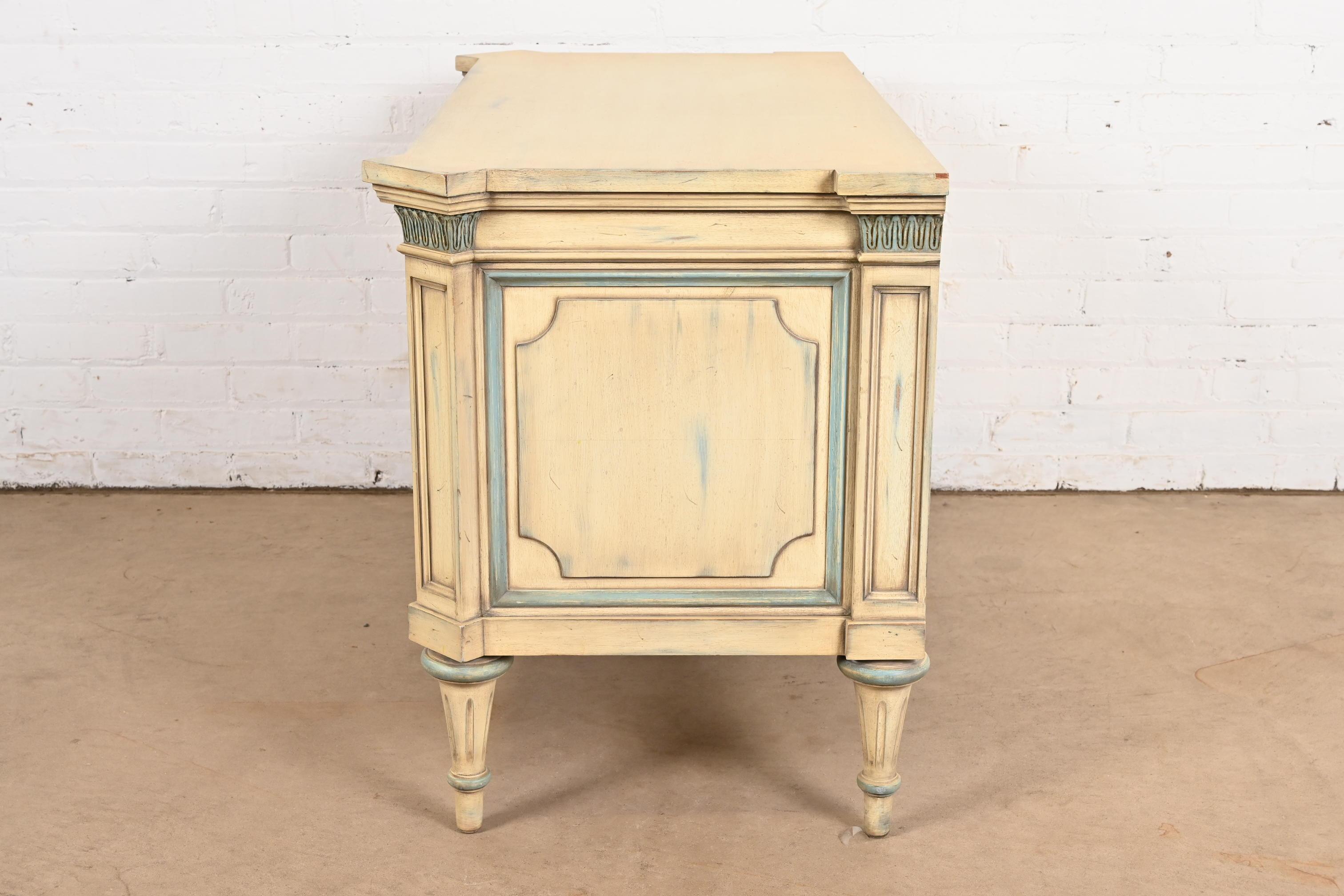 Karges French Regency Louis XVI Carved Painted Dresser or Chest of Drawers For Sale 4