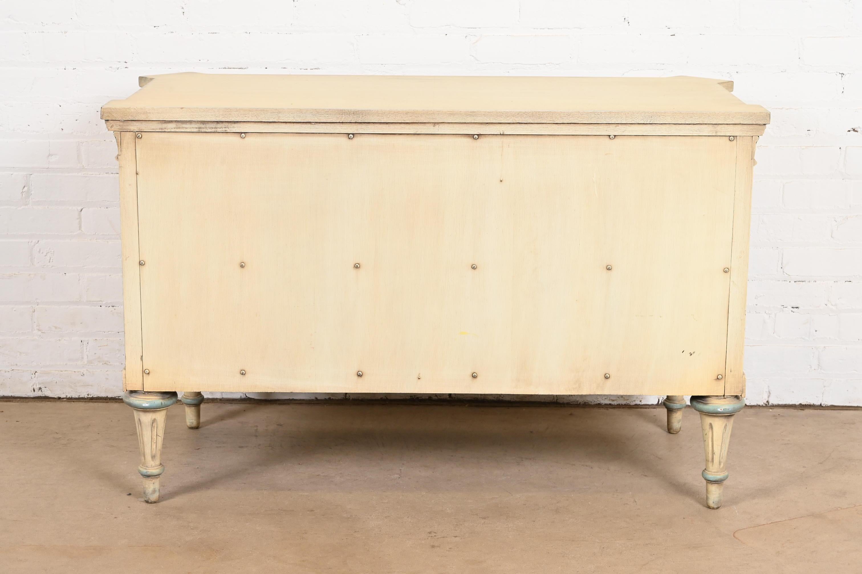 Karges French Regency Louis XVI Carved Painted Dresser or Chest of Drawers For Sale 5