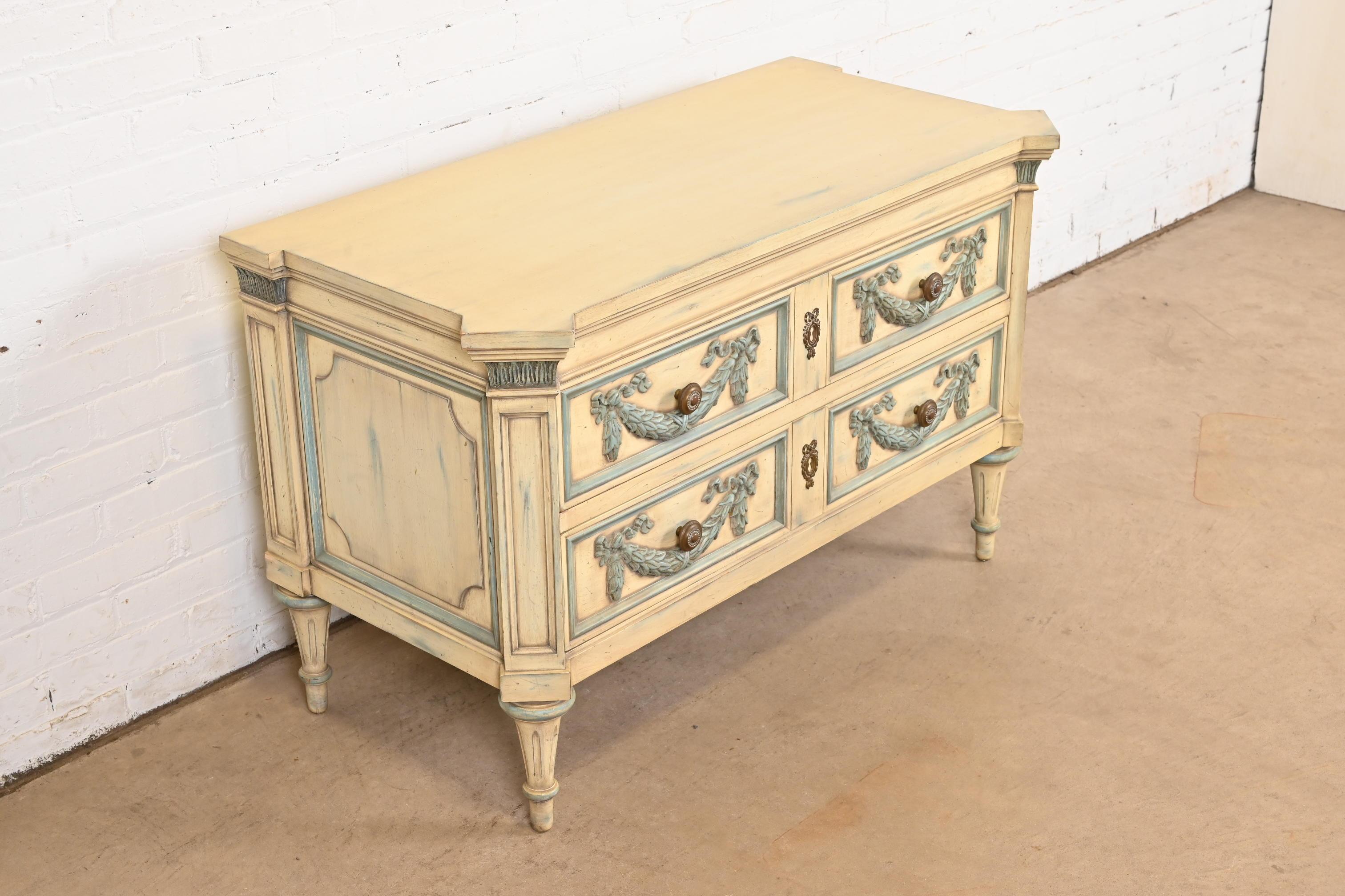 Mid-20th Century Karges French Regency Louis XVI Carved Painted Dresser or Chest of Drawers For Sale