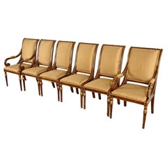 Karges French Regency Louis XVI Carved Walnut Dining Chairs Set of Six