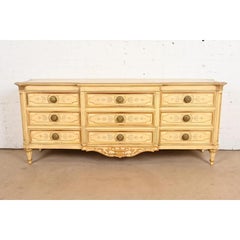 Karges French Regency Louis XVI Cream Lacquered and Gold Gilt Dresser