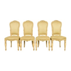 Karges Sedie da pranzo francesi Regency Luigi XVI laccate crema, set di quattro sedie