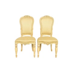 Karges French Regency Louis XVI Cream Lacquered Side Chairs, Pair