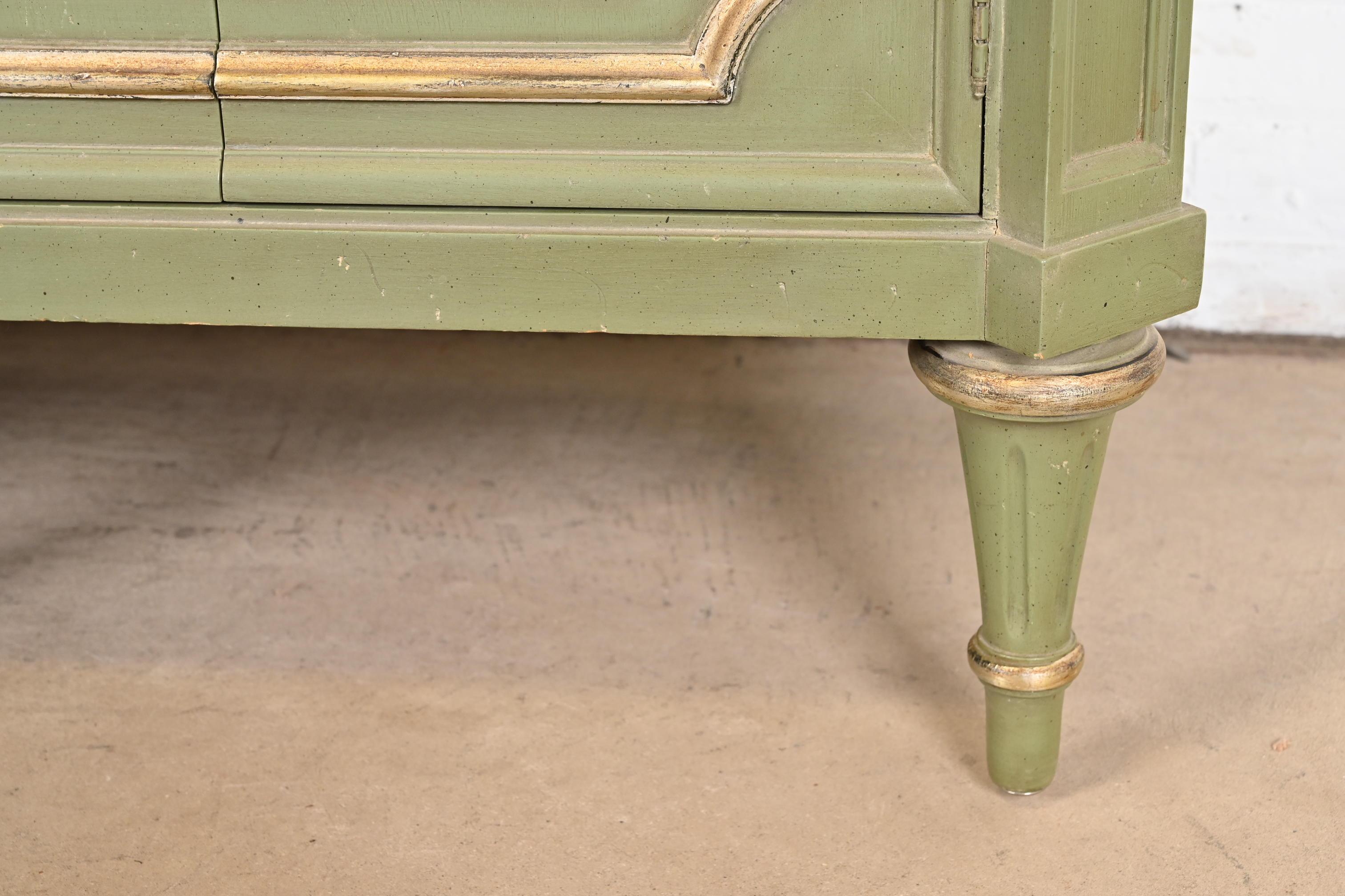 Karges French Regency Louis XVI Green Lacquer and Gold Gilt Sideboard, 1960s 9
