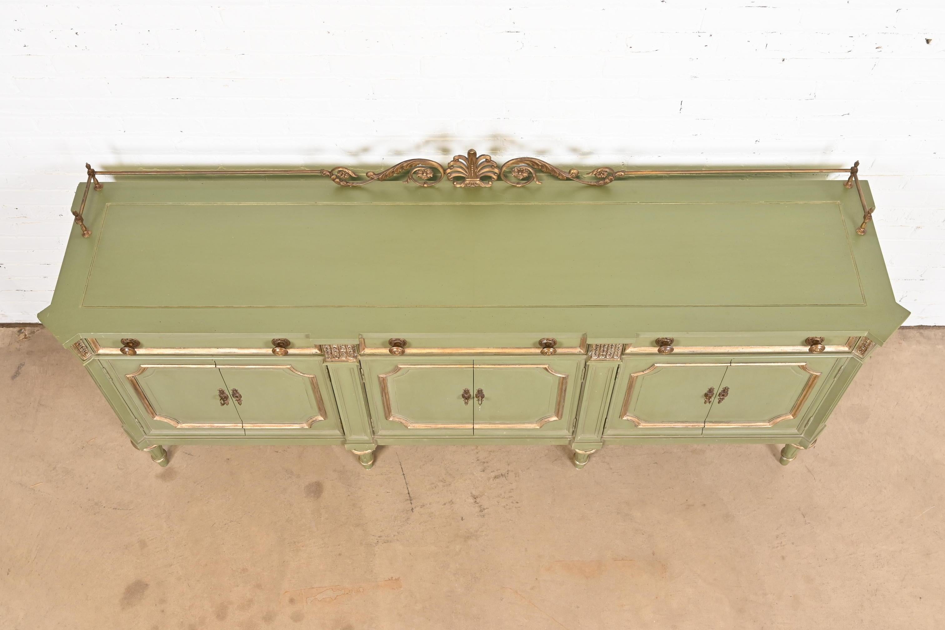 Karges French Regency Louis XVI Green Lacquer and Gold Gilt Sideboard, 1960s 10