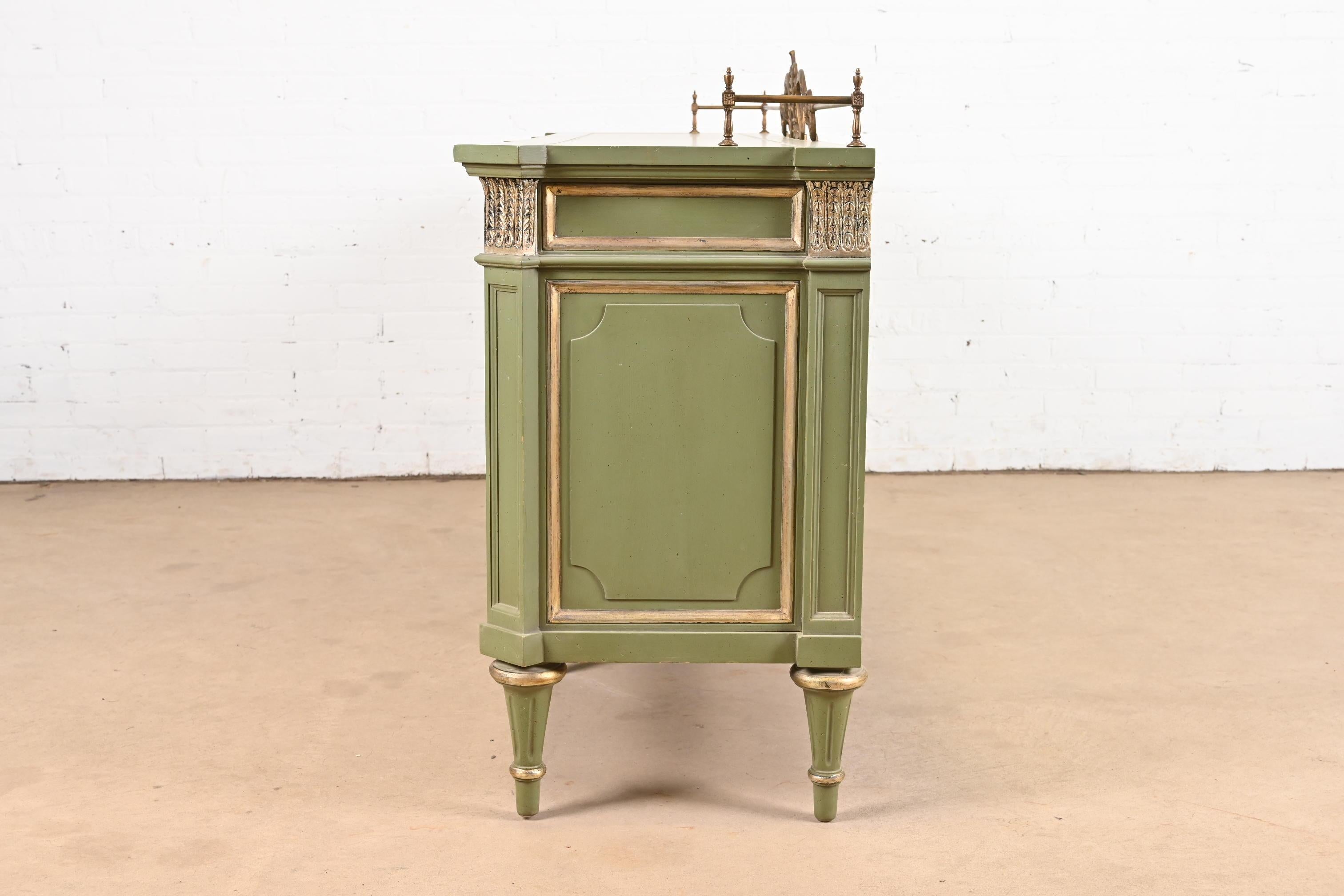 Karges French Regency Louis XVI Green Lacquer and Gold Gilt Sideboard, 1960s 11
