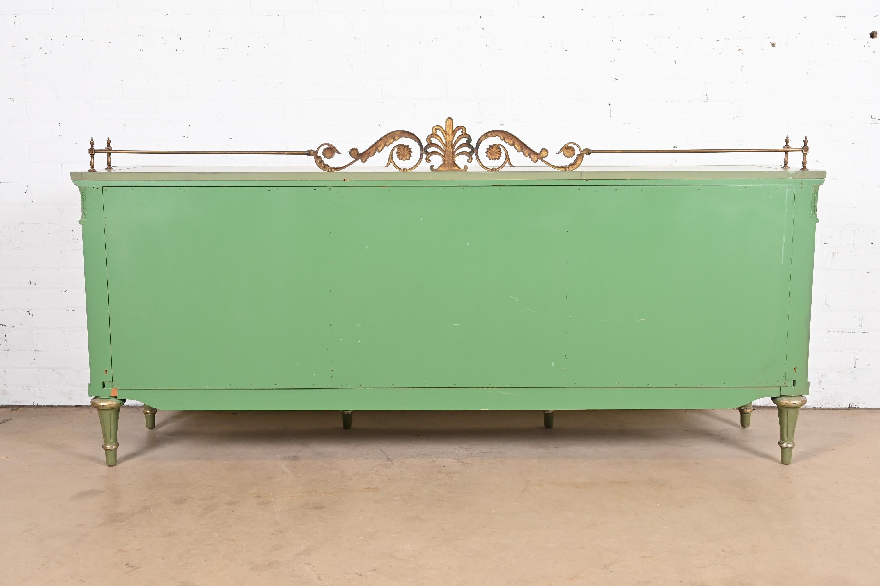 Karges French Regency Louis XVI Green Lacquer and Gold Gilt Sideboard, 1960s 12