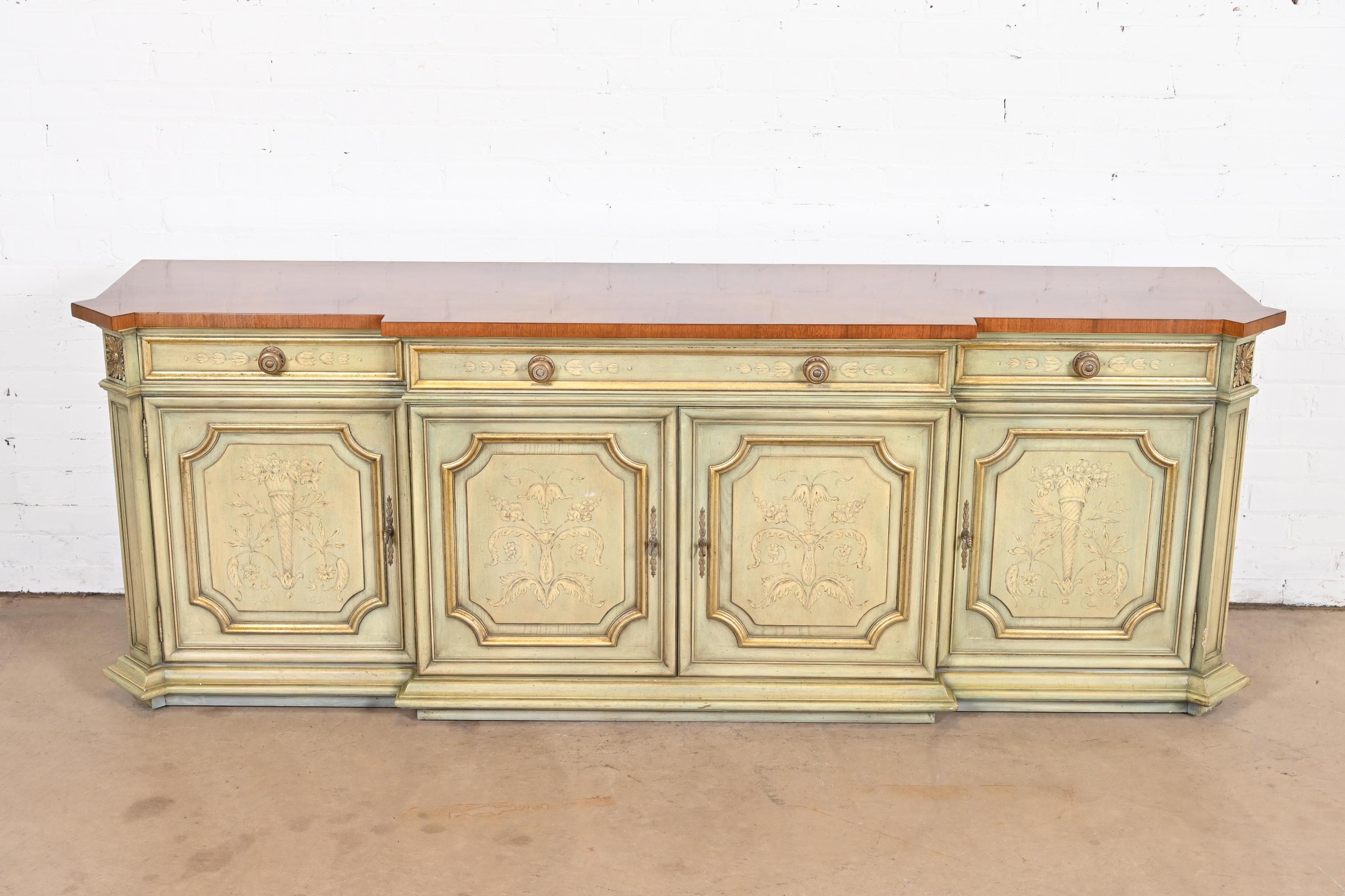 American Karges French Regency Louis XVI Hand Painted Sideboard or Bar Cabinet