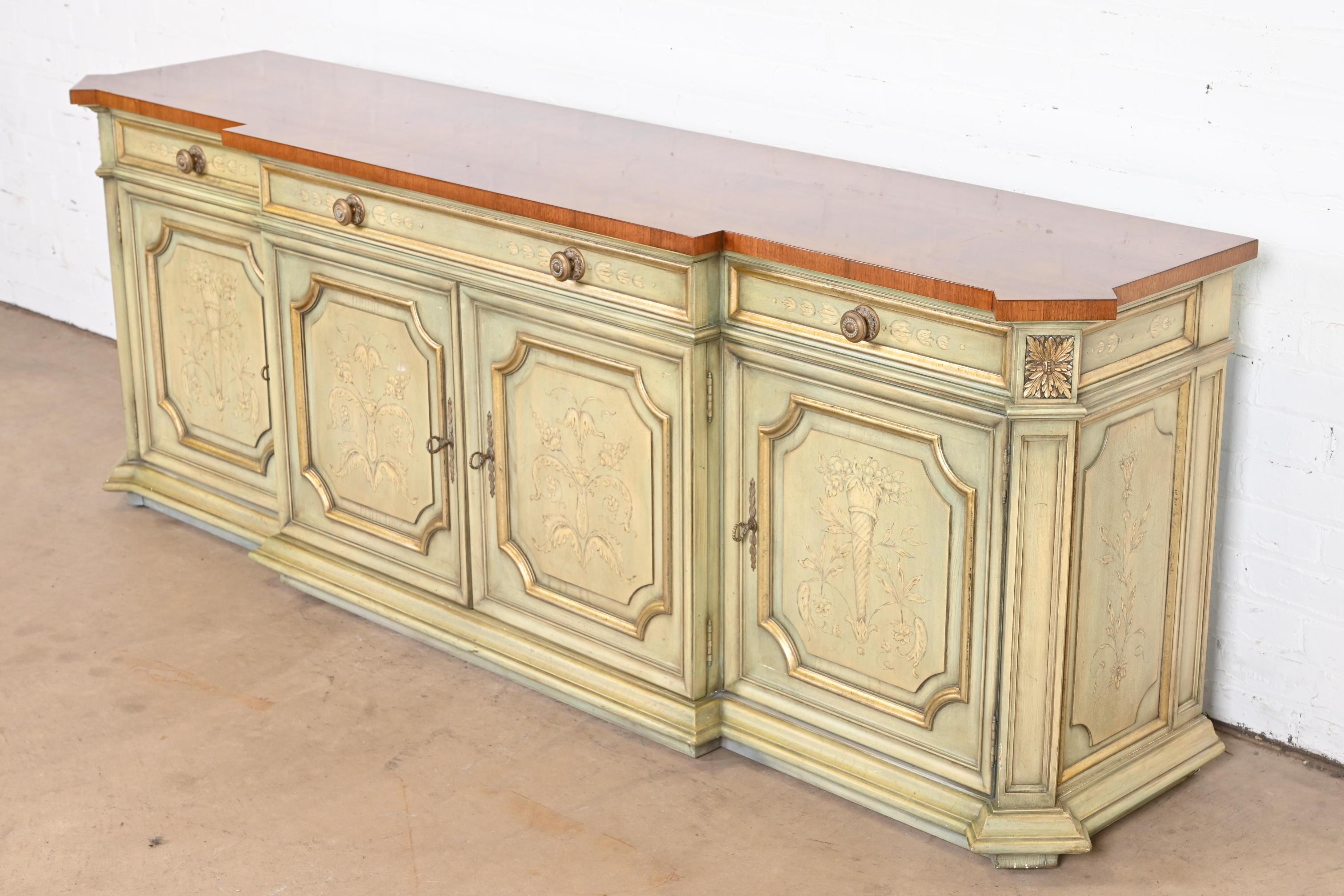 Brass Karges French Regency Louis XVI Hand Painted Sideboard or Bar Cabinet