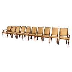 Karges French Regency Louis XVI Walnut and Gold Gilt Dining Chairs  Set of Ten