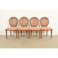 Karges French Regency Louis XVI Walnut Cane Back Dining Chairs, Set of Four