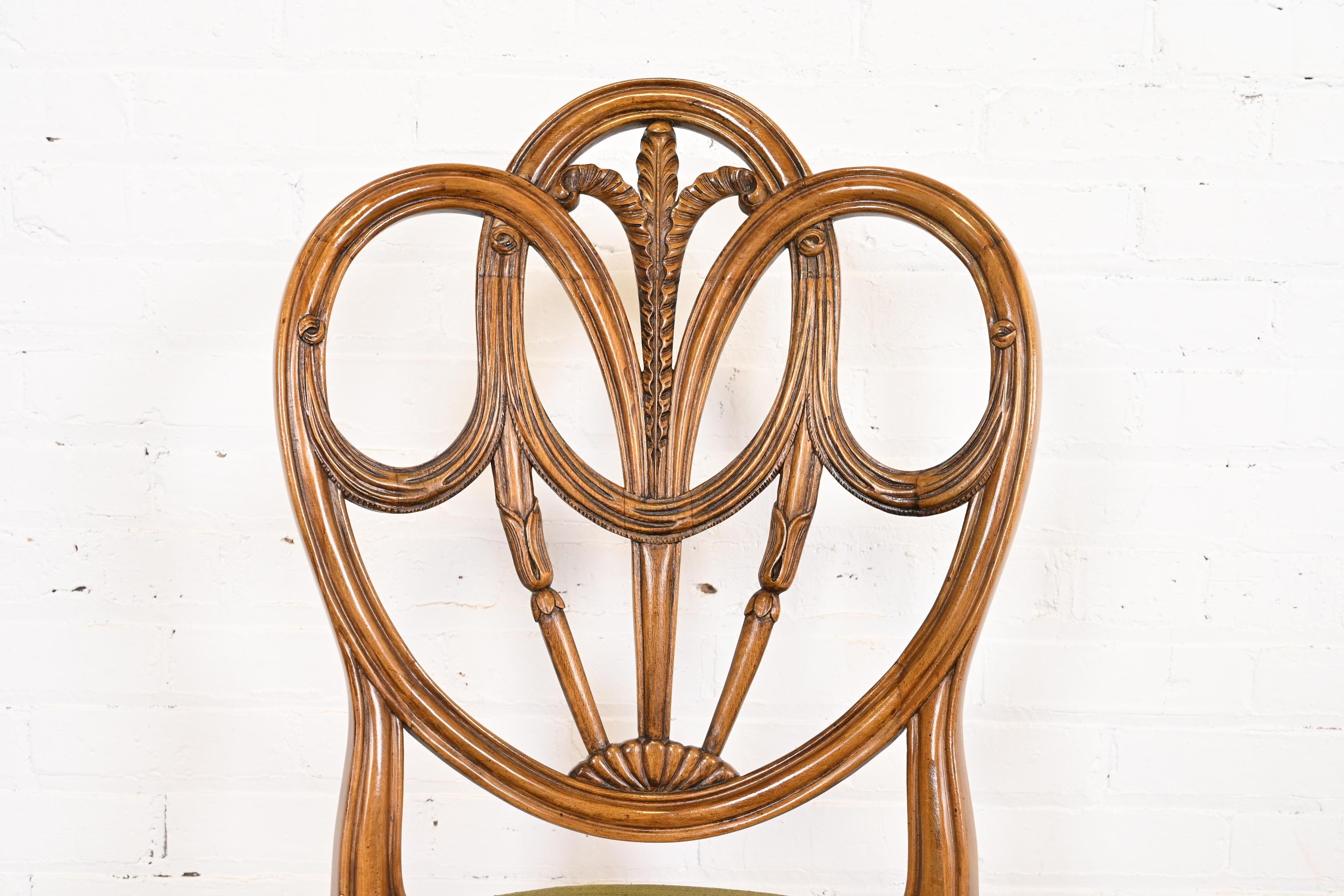 Karges French Regency Louis XVI Walnut Shield Back Dining Chairs, Set of Twelve 3