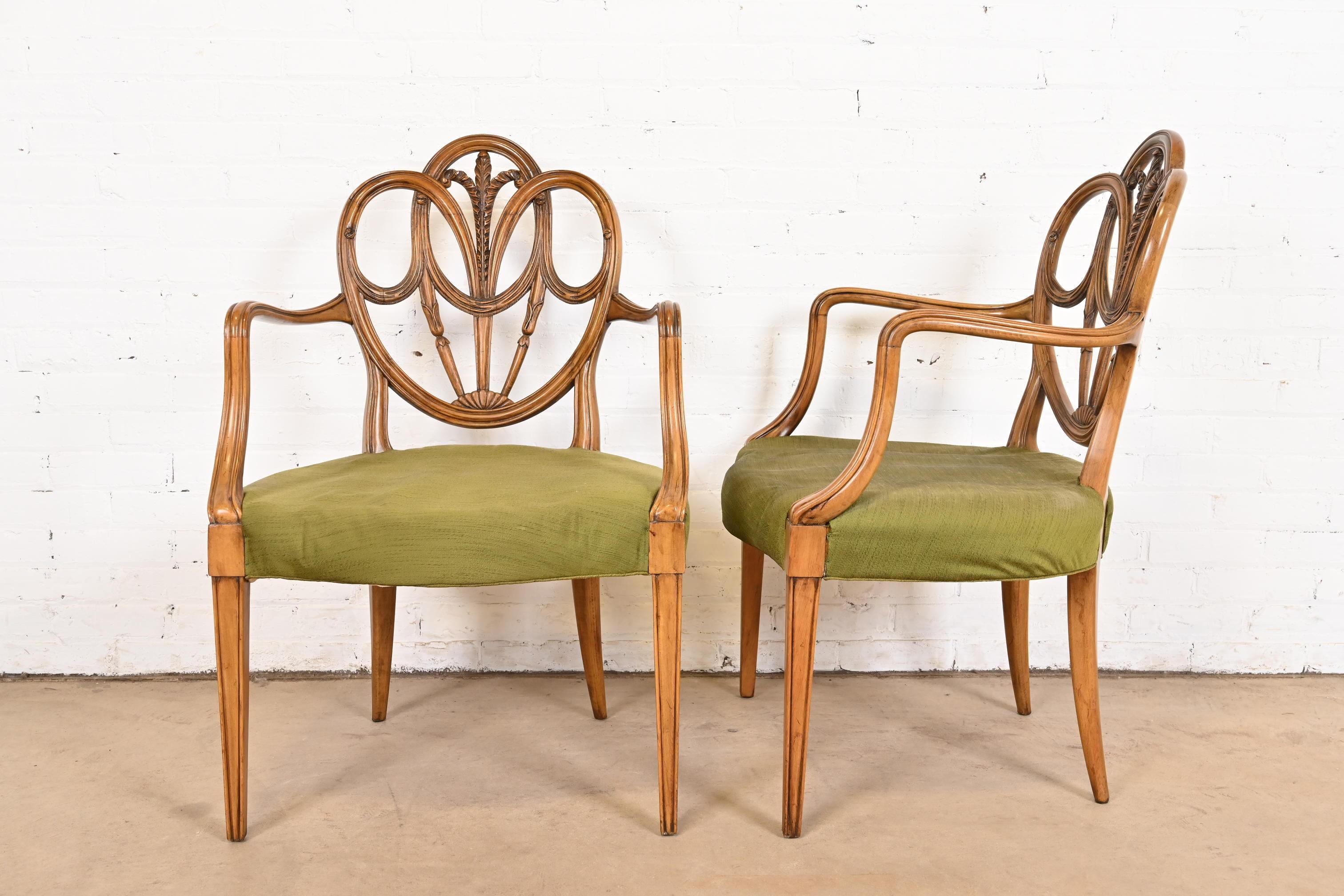 Karges French Regency Louis XVI Walnut Shield Back Dining Chairs, Set of Twelve 6