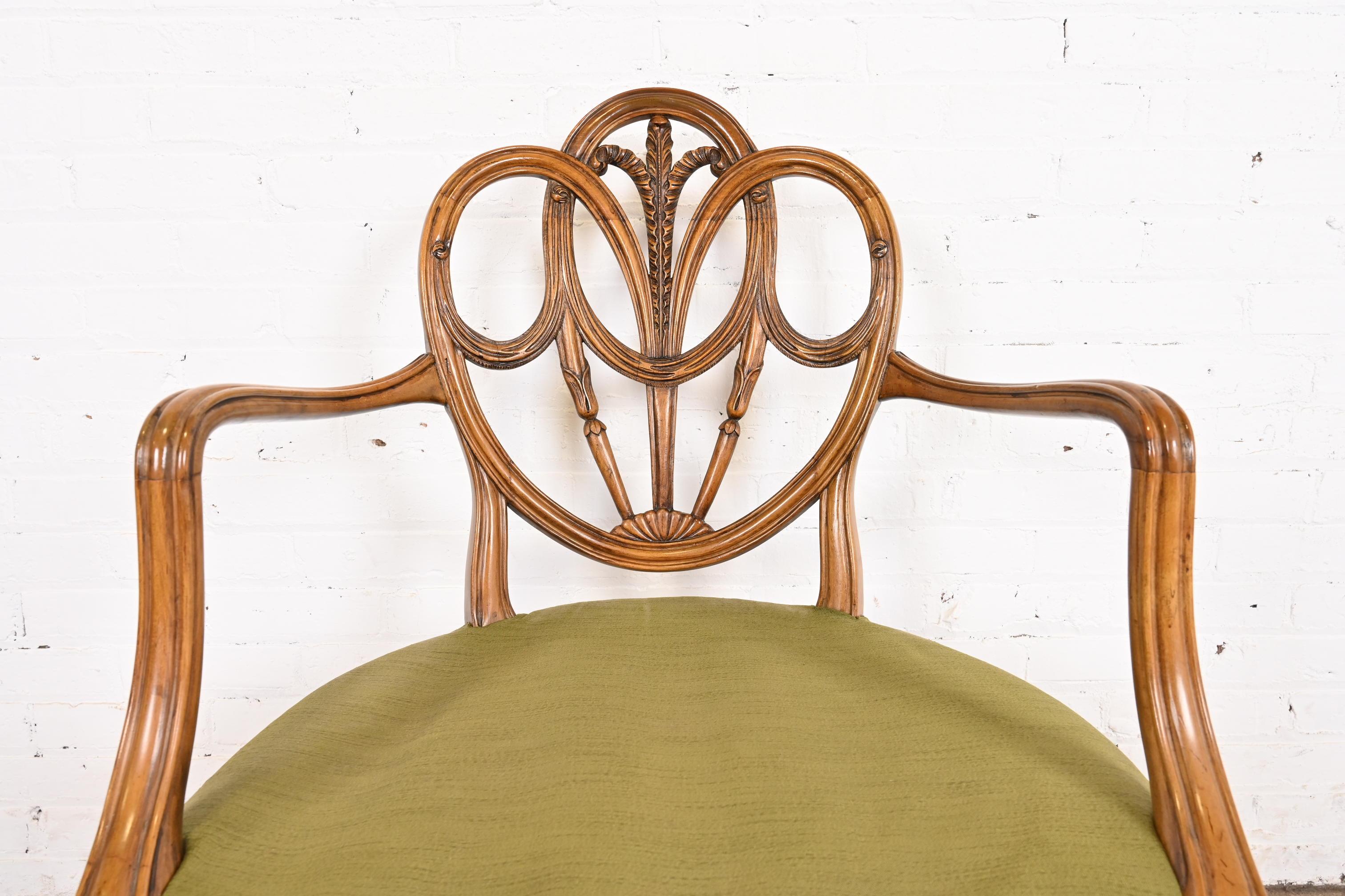 Karges French Regency Louis XVI Walnut Shield Back Dining Chairs, Set of Twelve 7