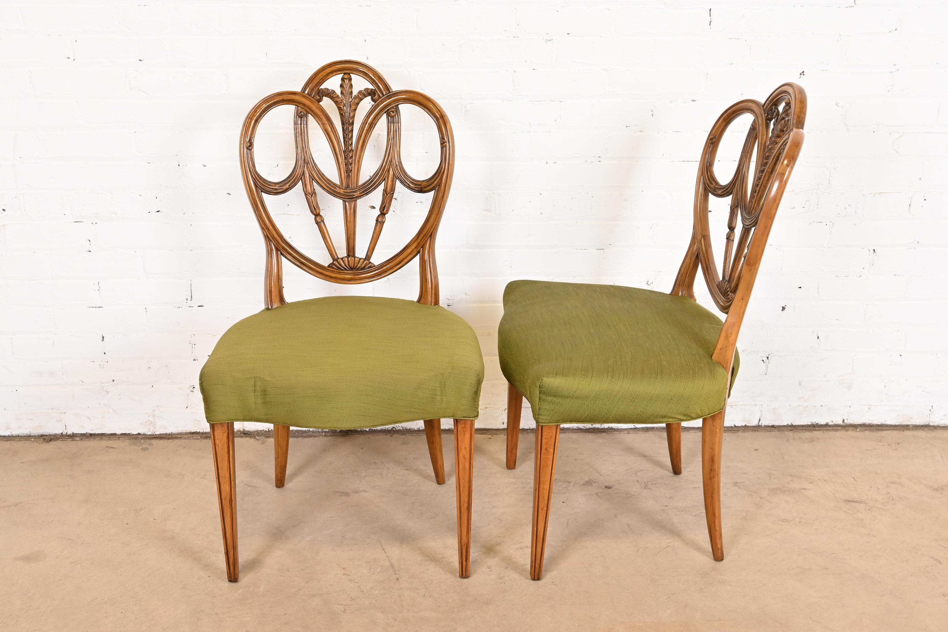 Karges French Regency Louis XVI Walnut Shield Back Dining Chairs, Set of Twelve 2