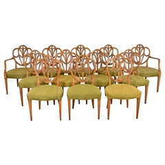 Karges French Regency Louis XVI Walnut Shield Back Dining Chairs, Set of Twelve