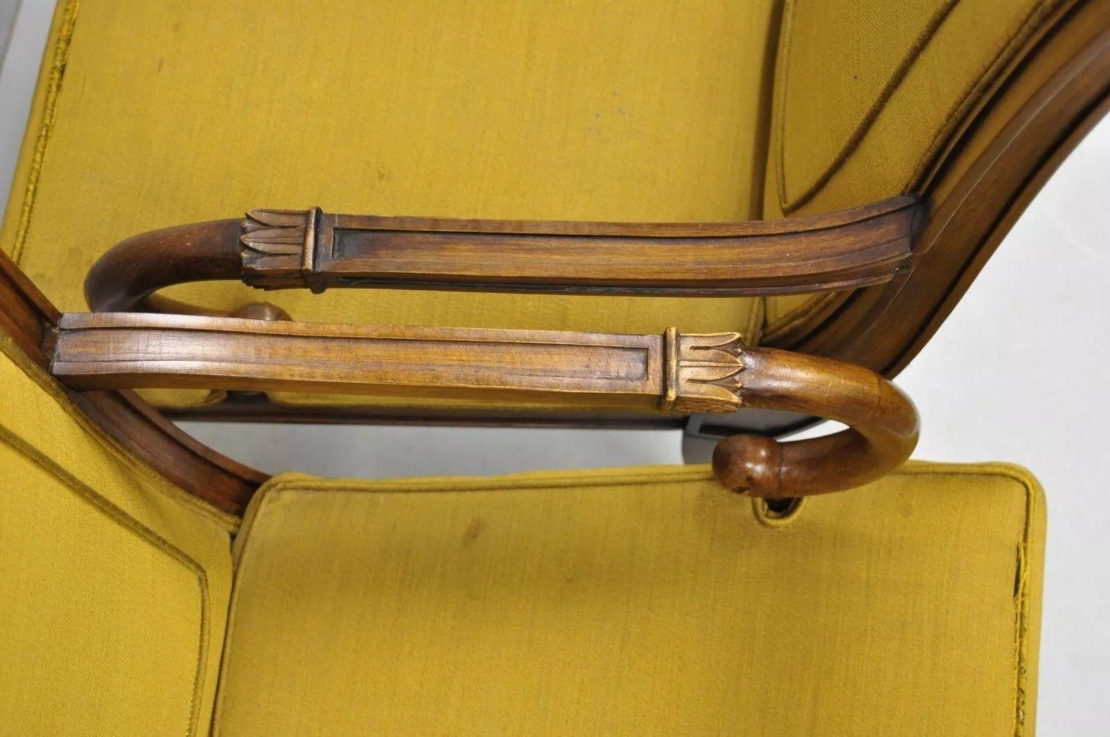 Tessuto Sedia da pranzo Karges in stile reggenza francese Klismos con gambe a sciabola in noce - Set di 6 in vendita