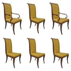 Karges French Regency Style Klismos Saber Leg Walnut Dining Chair - Set of 6