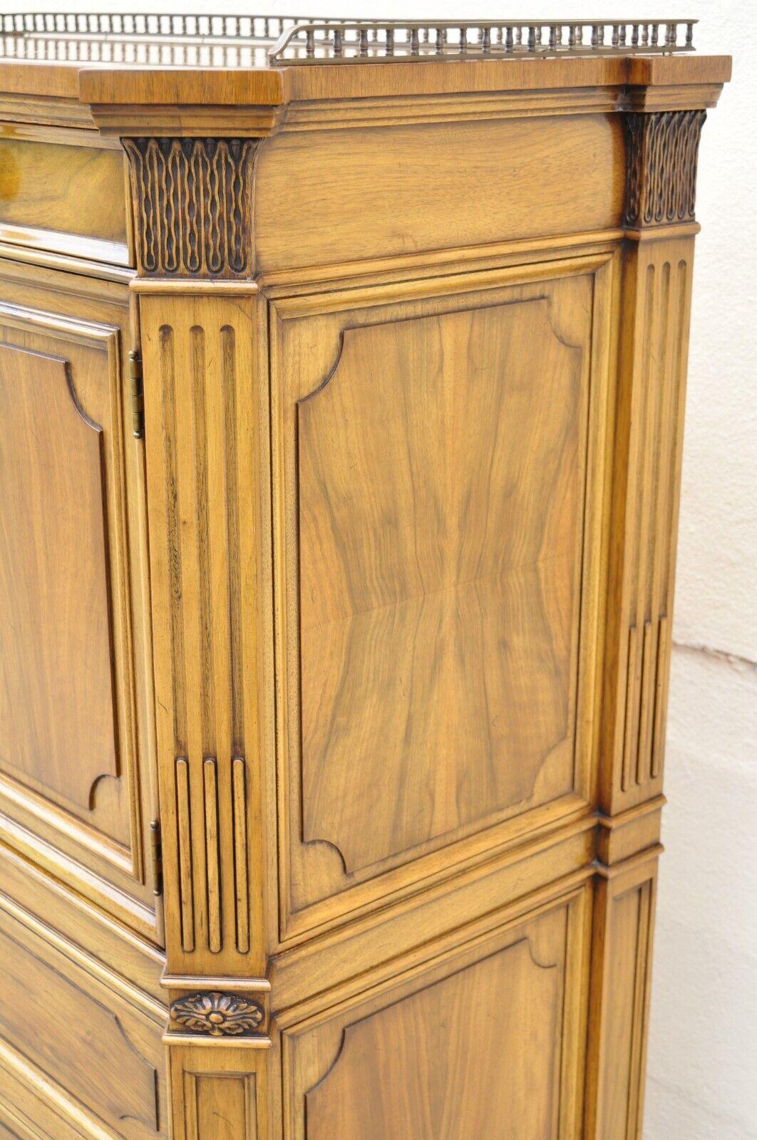 Karges French Regency Style Neoclassical Walnut Tall Chest Dresser Cabinet 6