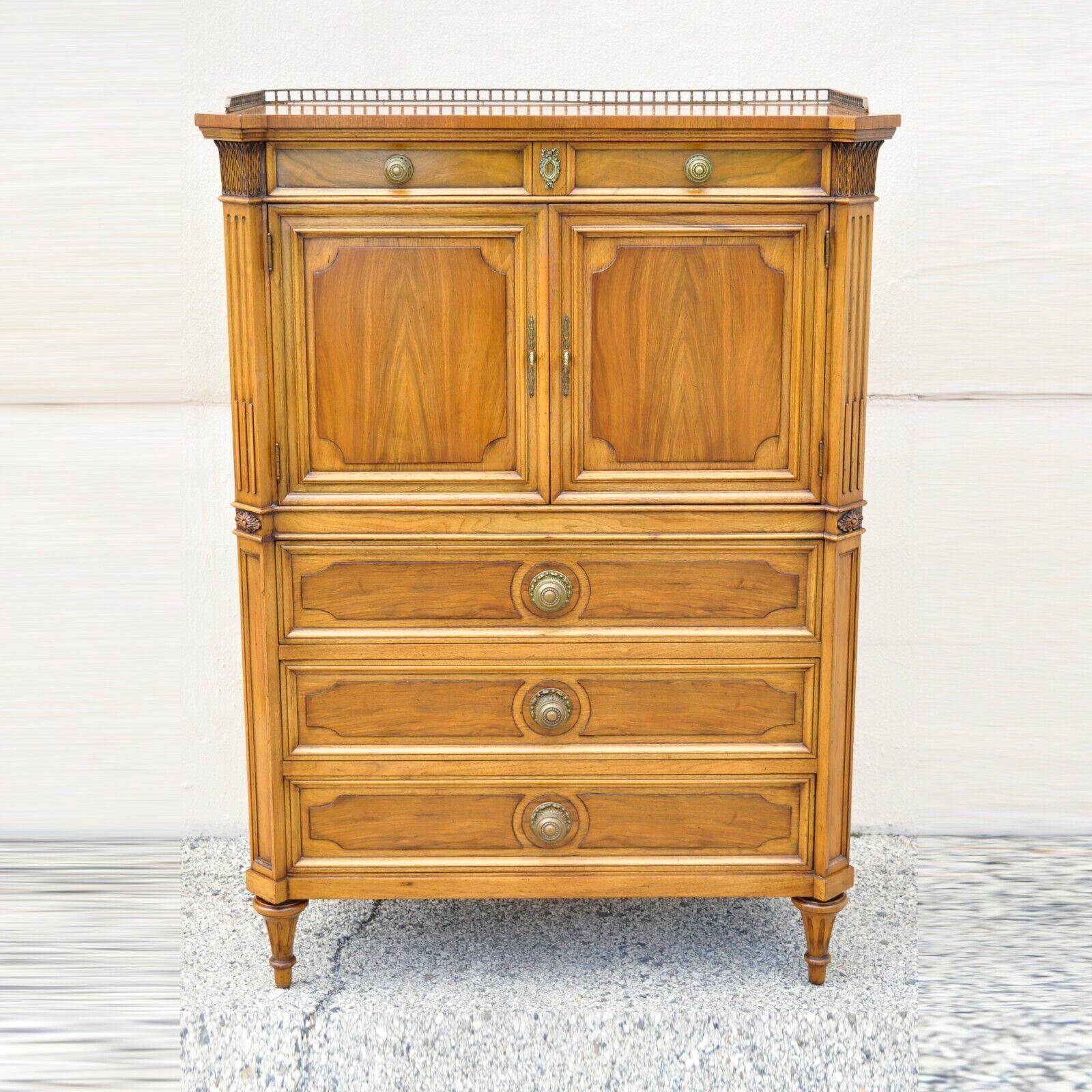 Karges French Regency Style Neoclassical Walnut Tall Chest Dresser Cabinet 8