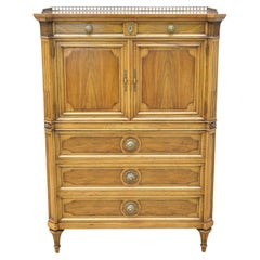 Retro Karges French Regency Style Neoclassical Walnut Tall Chest Dresser Cabinet