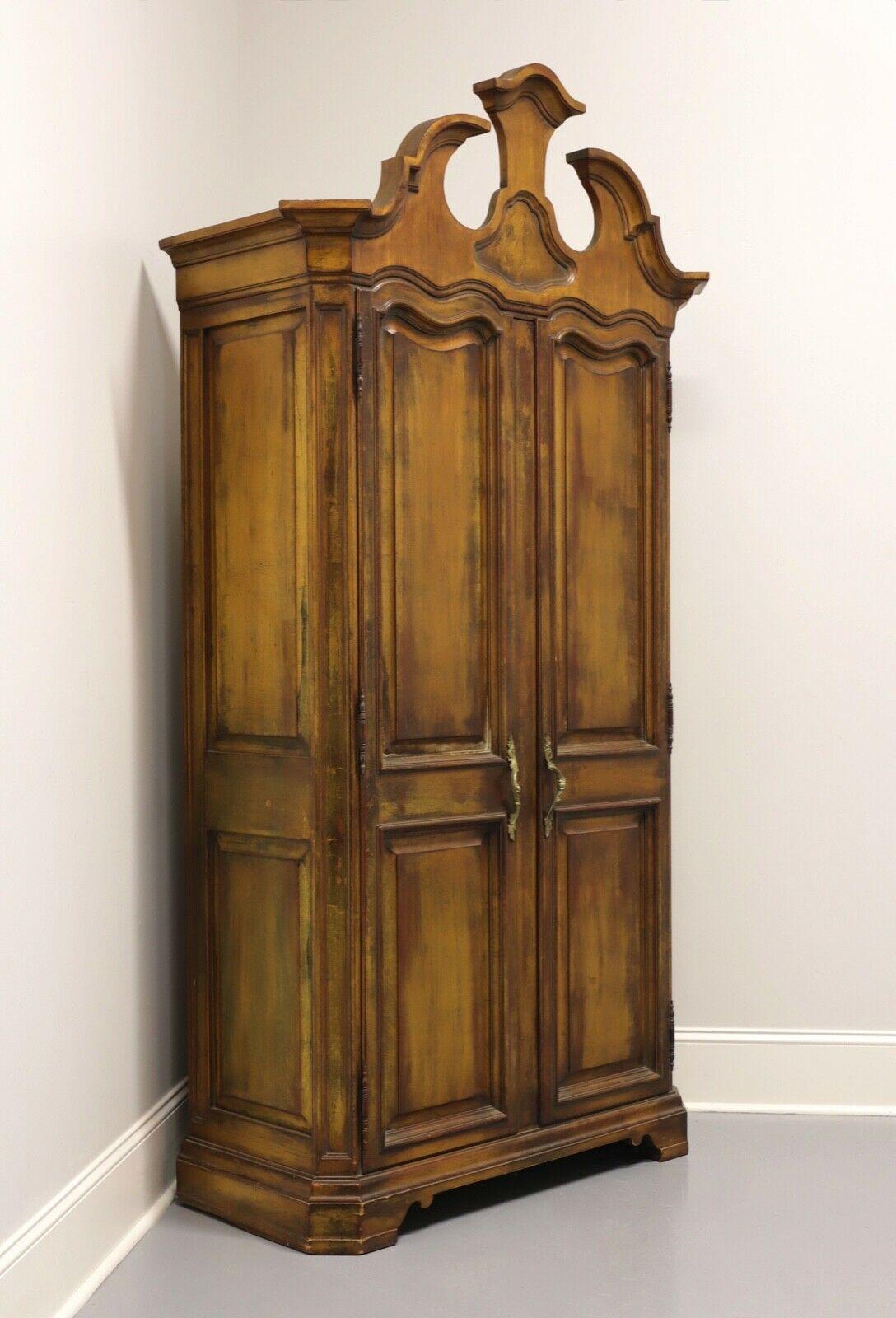 KARGES French Transitional Distressed Gold Armoire / Linen Press 4