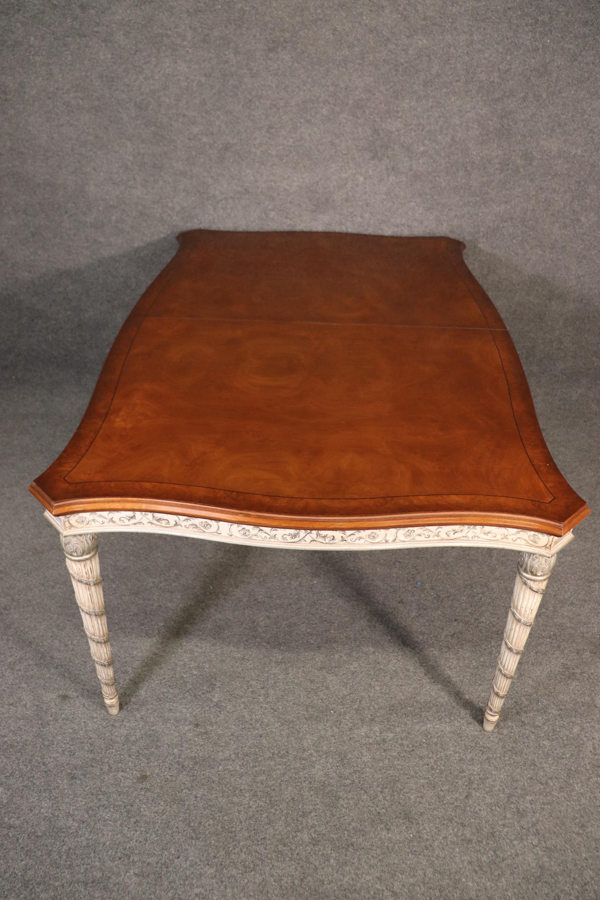 Karges French xvi Walnut Silver Leaf and Antique White Painted Dining Table 4