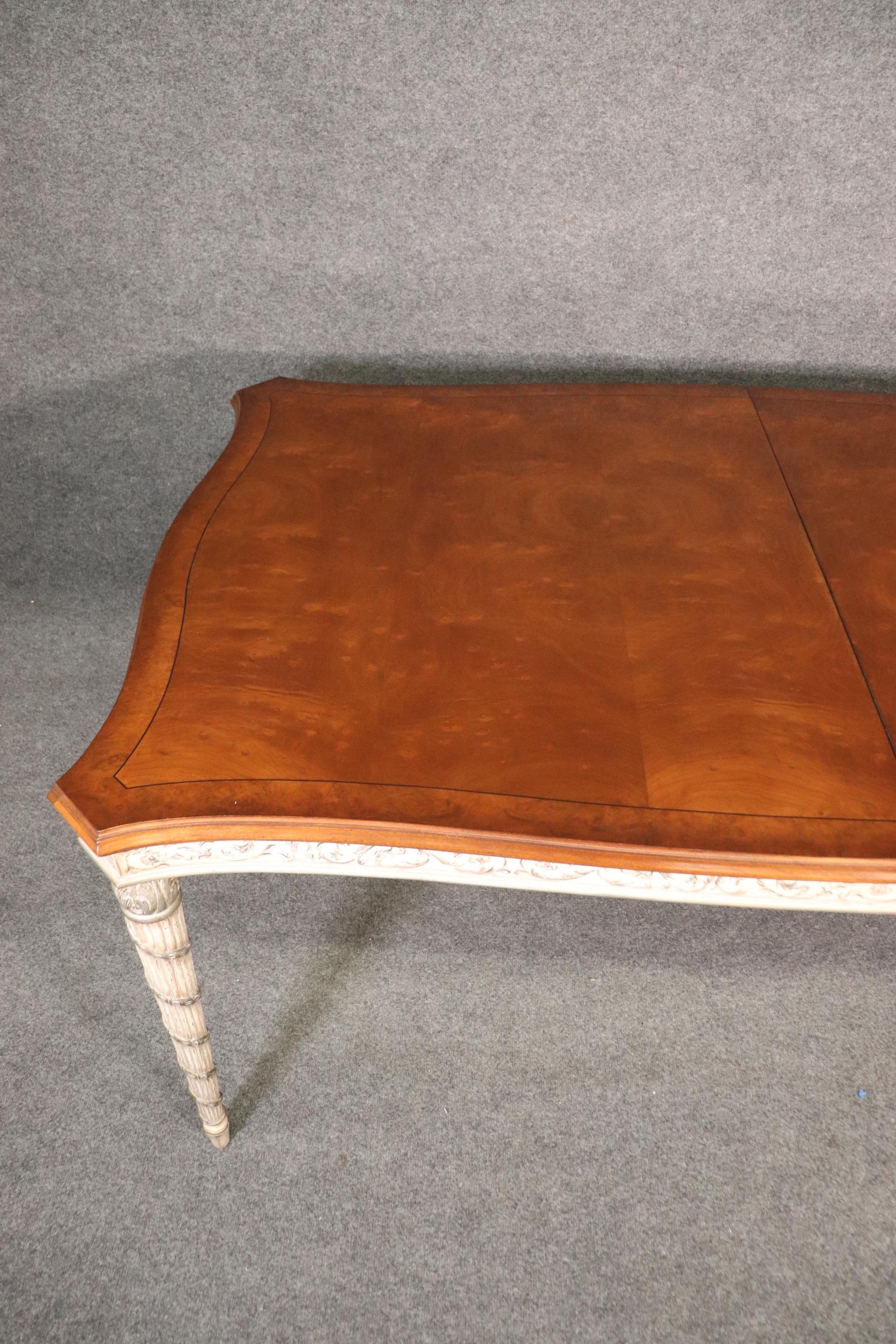 Karges French xvi Walnut Silver Leaf and Antique White Painted Dining Table 5