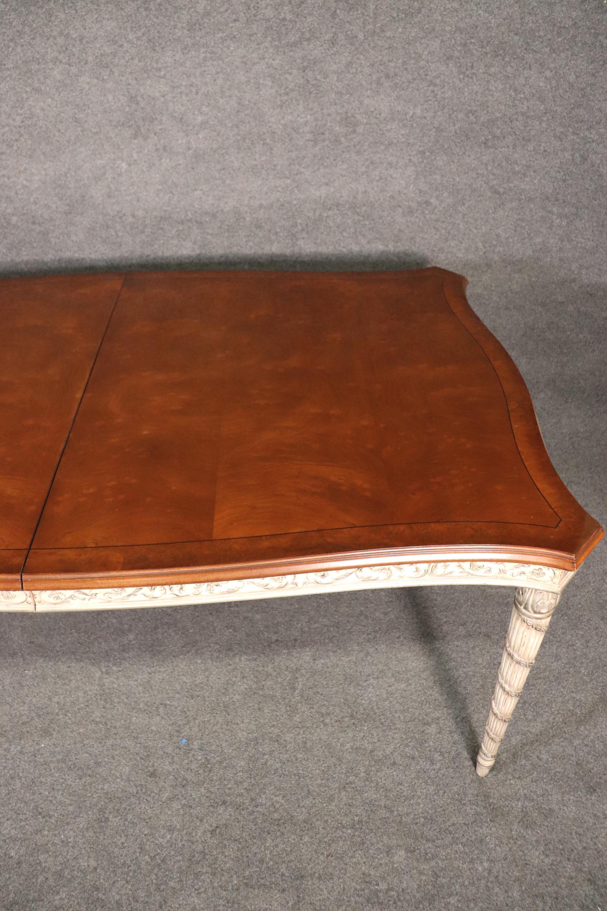 Karges French xvi Walnut Silver Leaf and Antique White Painted Dining Table 6