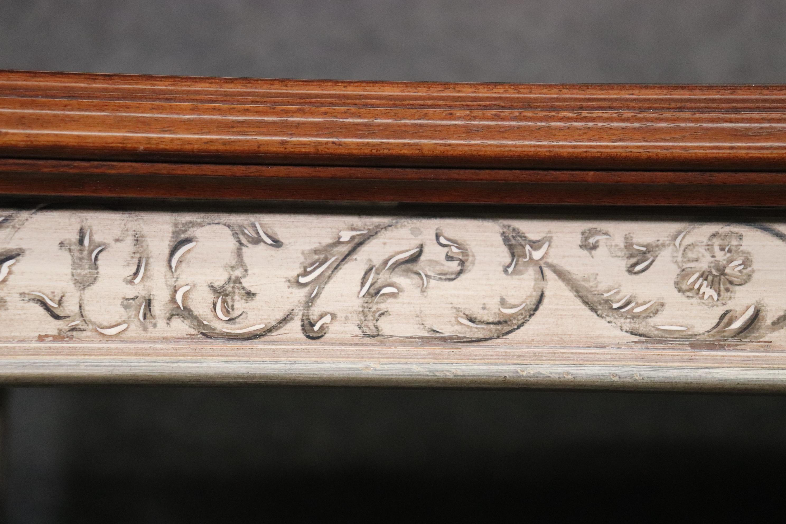American Karges French xvi Walnut Silver Leaf and Antique White Painted Dining Table