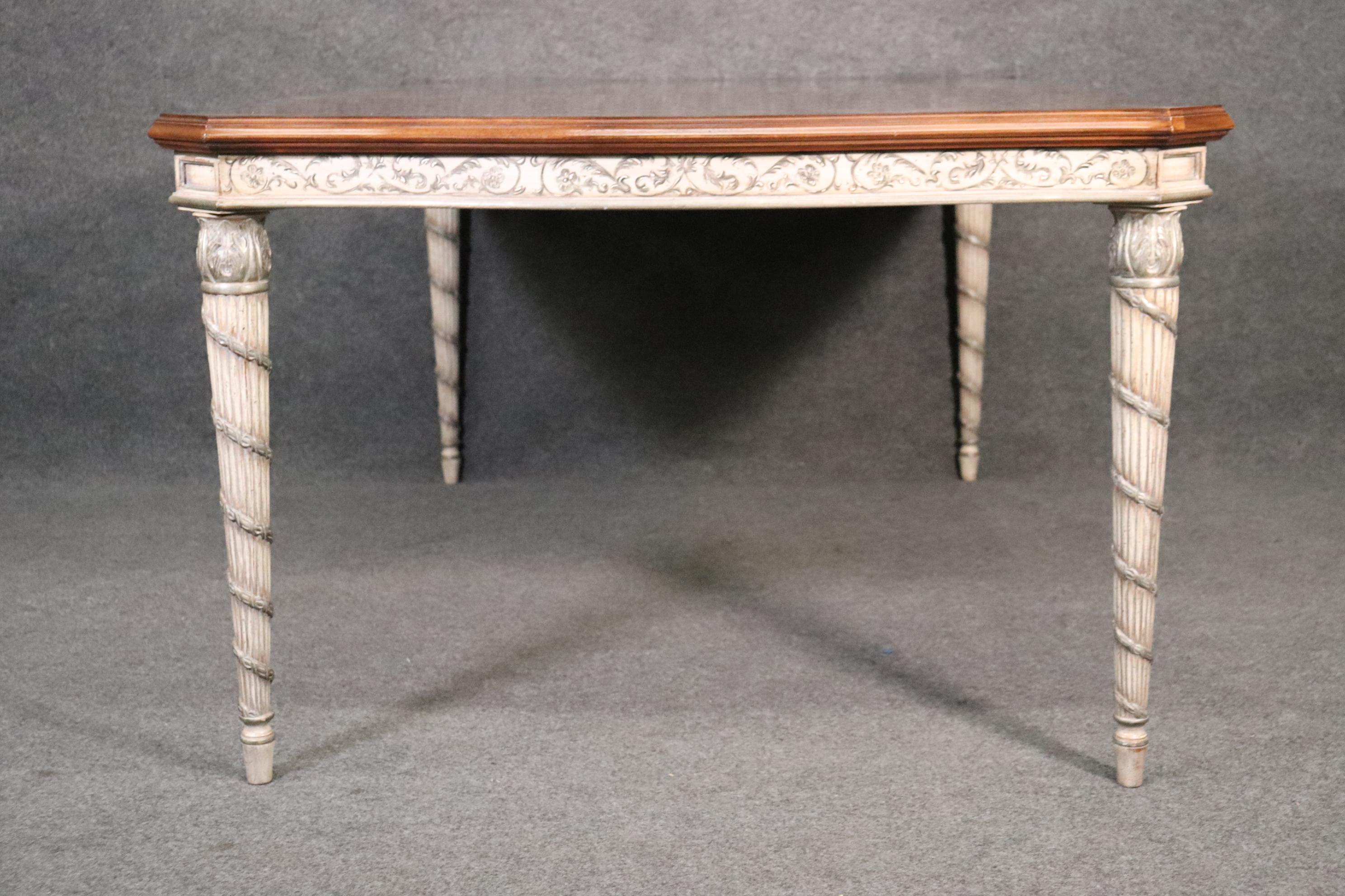Contemporary Karges French xvi Walnut Silver Leaf and Antique White Painted Dining Table