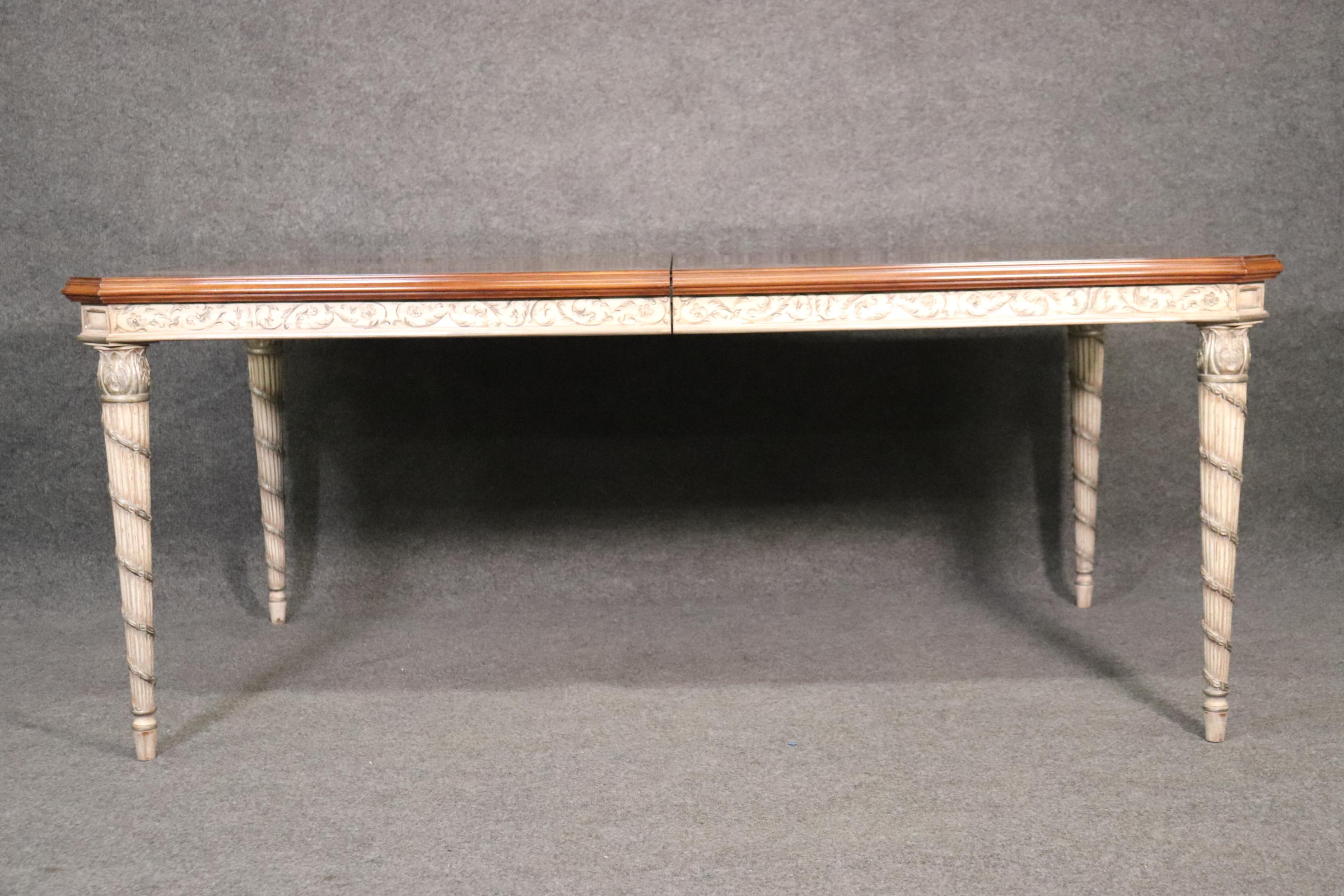 Karges French xvi Walnut Silver Leaf and Antique White Painted Dining Table 2