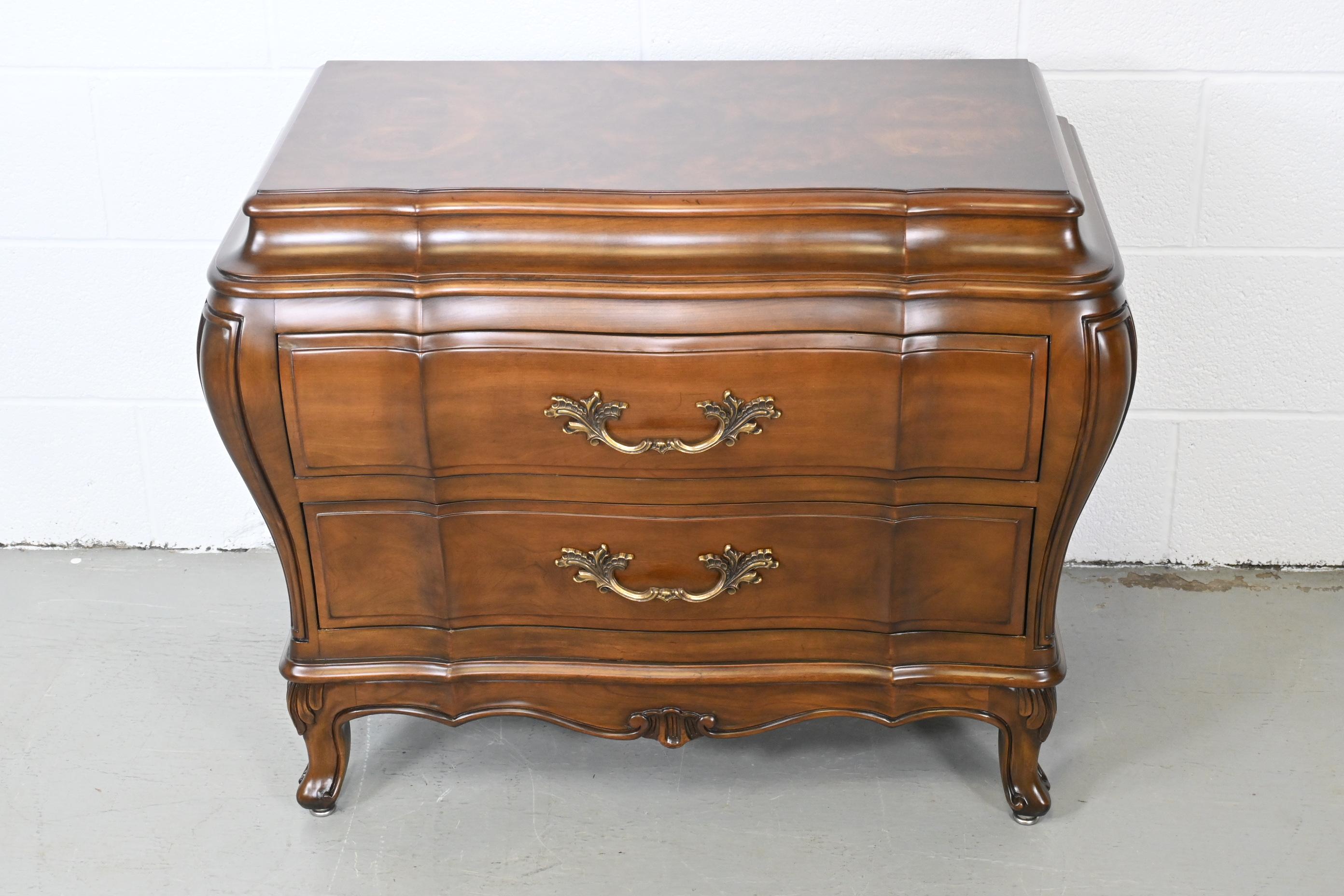 Karges Furniture French Provincial Burl Wood Top Nightstand In Good Condition In Morgan, UT