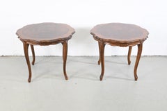 Karges Furniture French Provincial Burled Walnut End Tables, a Pair